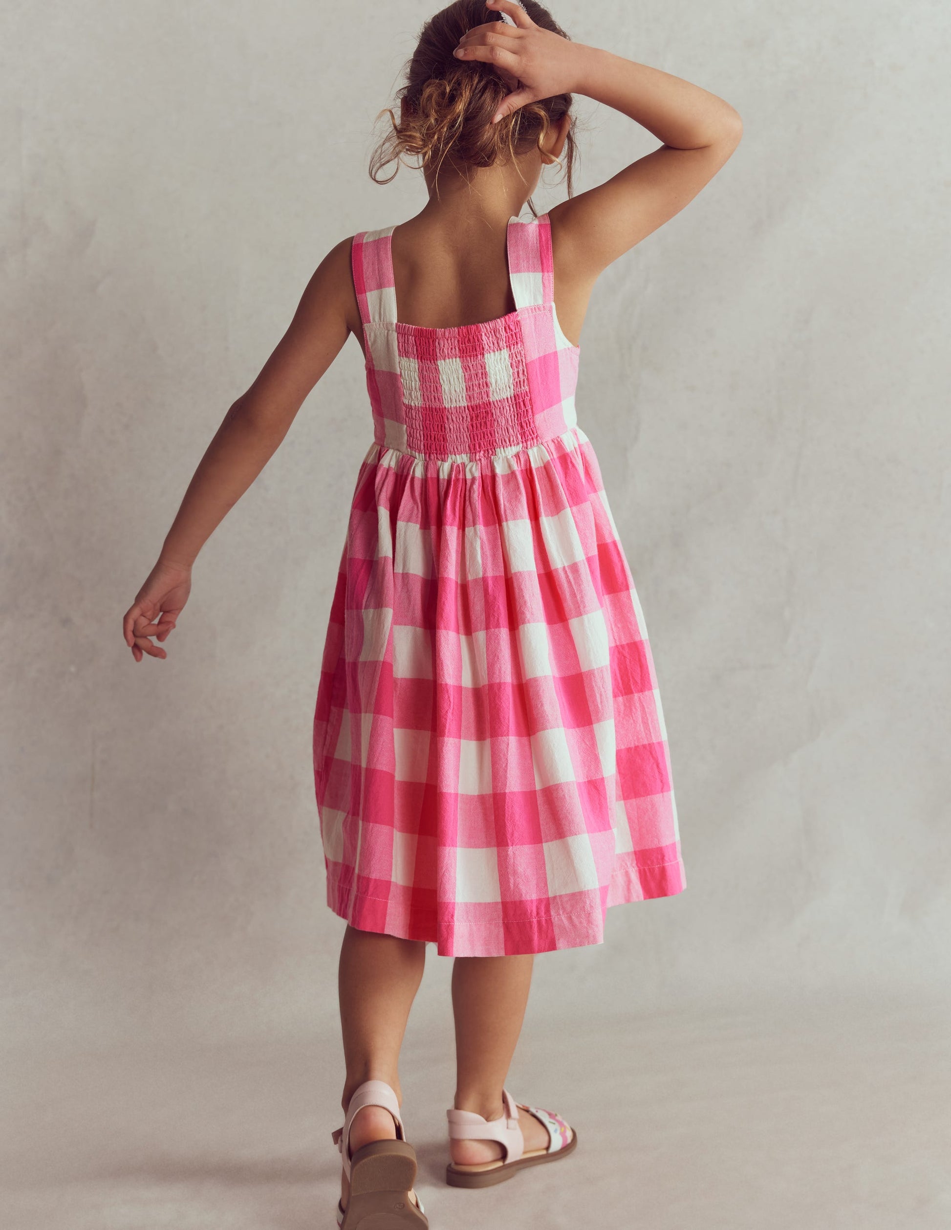 Remy Button Through Dress-Pink Punch Gingham-1
