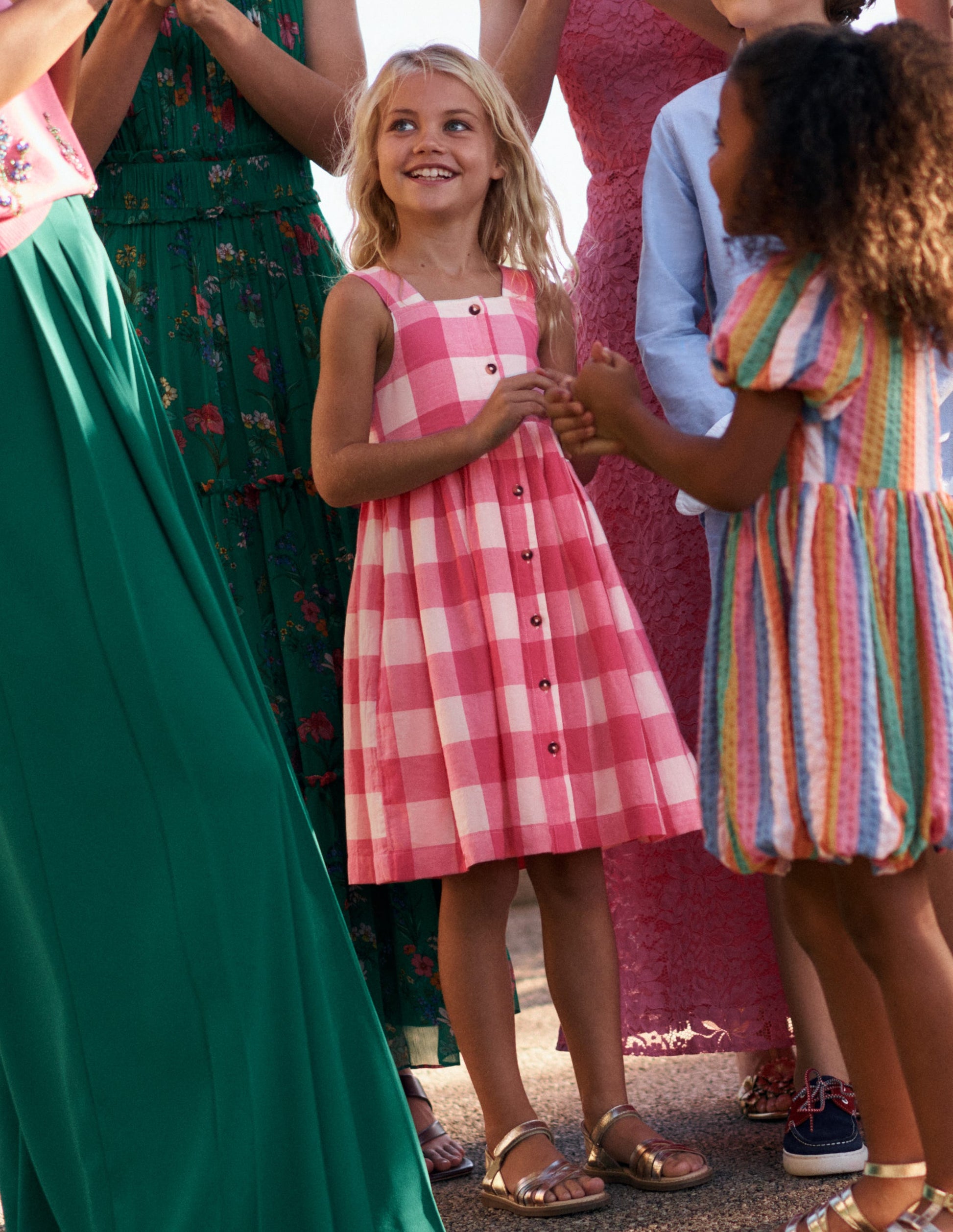 Remy Button Through Dress-Pink Punch Gingham | Boden USA Remy Button Through Dress-Pink Punch Gingham | Boden USA