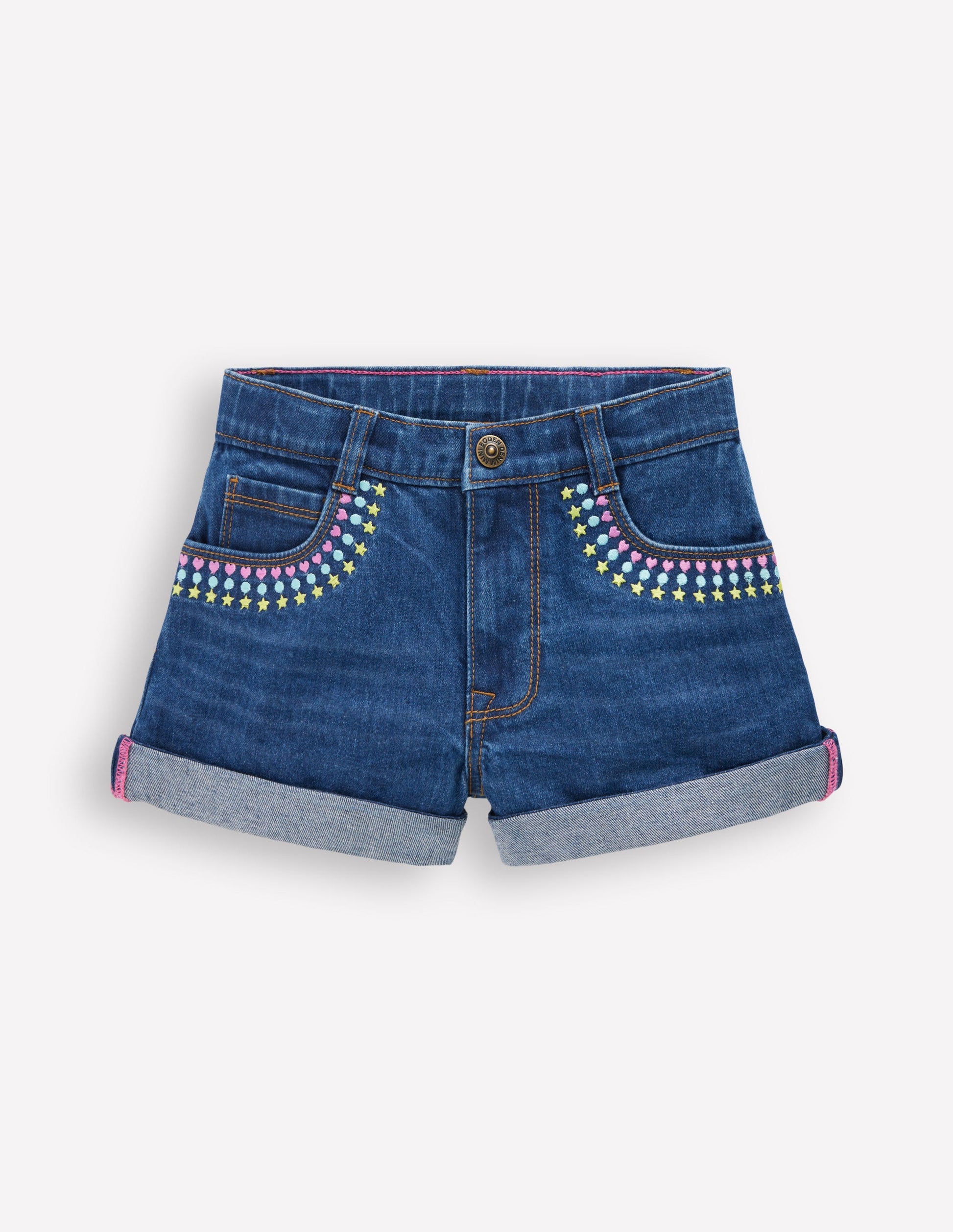 Denim Shorts-Mid Vintage Embroidered-1