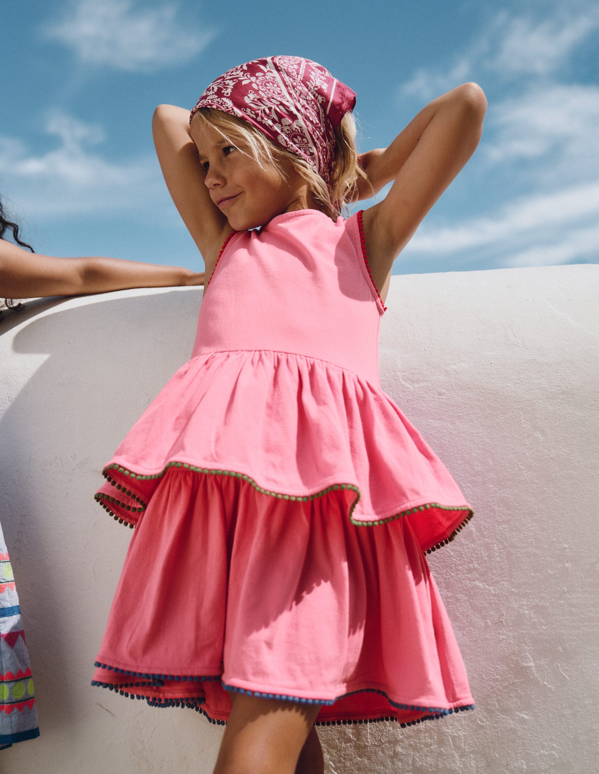 Boden Girls Tiered Jersey Sundress in Pink | Size 2-3 Years Boden Girls Tiered Jersey Sundress in Pink | Size 2-3 Years