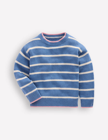 Drop Shoulder Sweater-Silve Lake Blue/Ecru Marl-3