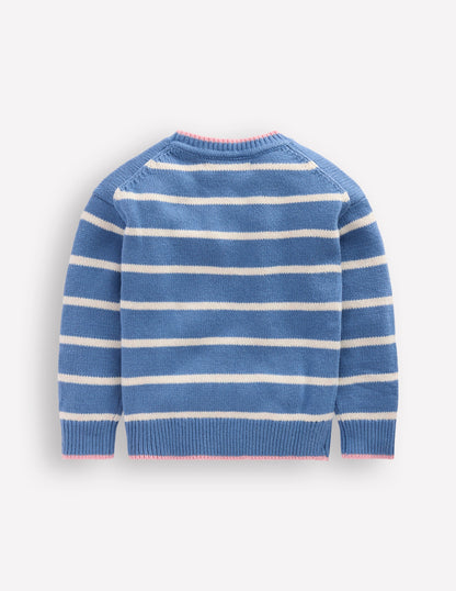 Drop Shoulder Sweater-Silve Lake Blue/Ecru Marl-4