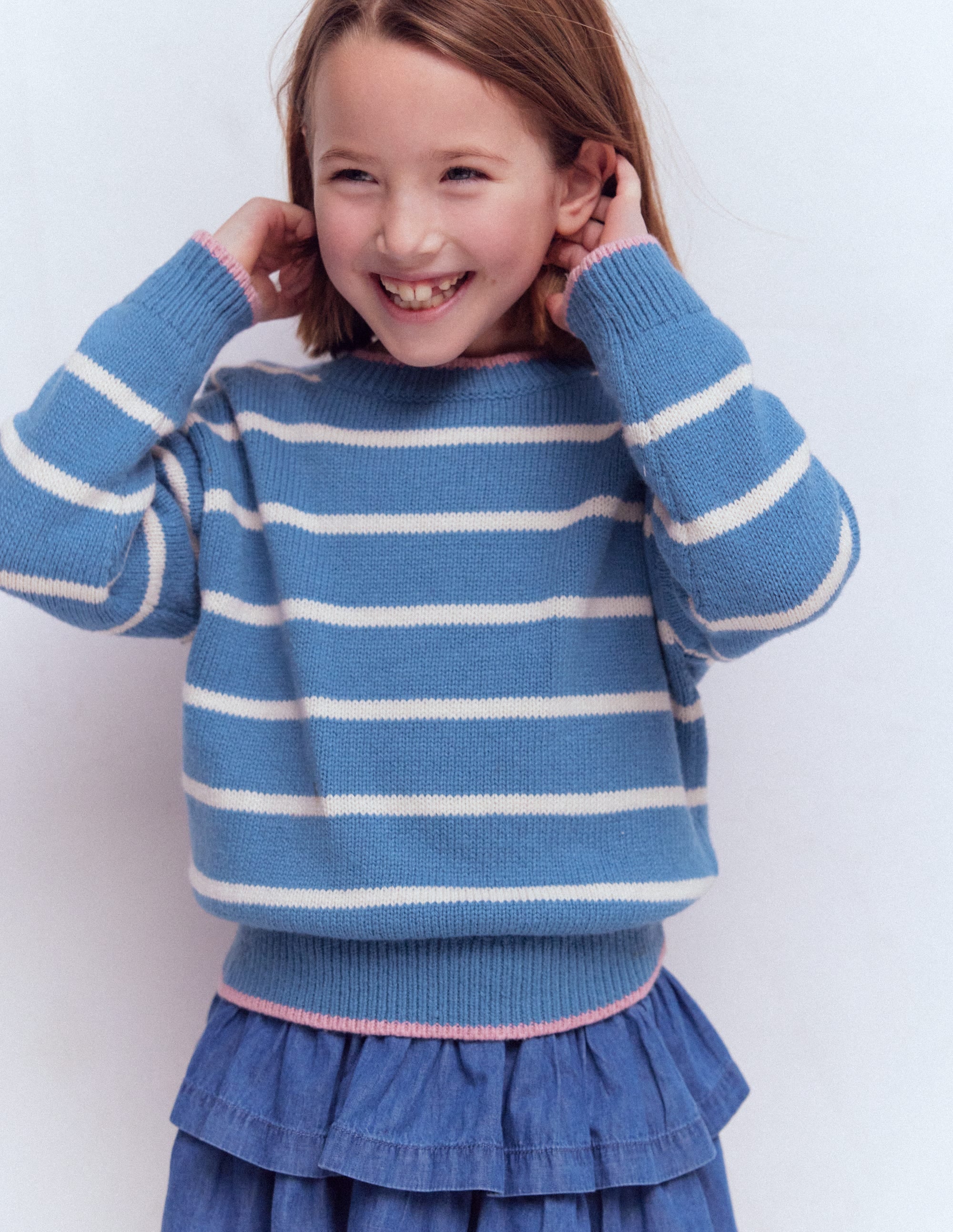 Drop Shoulder Sweater-Silve Lake Blue/Ecru Marl - Image 2