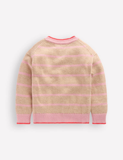 Drop Shoulder Sweater-Chinchilla/ Formica Pink-2