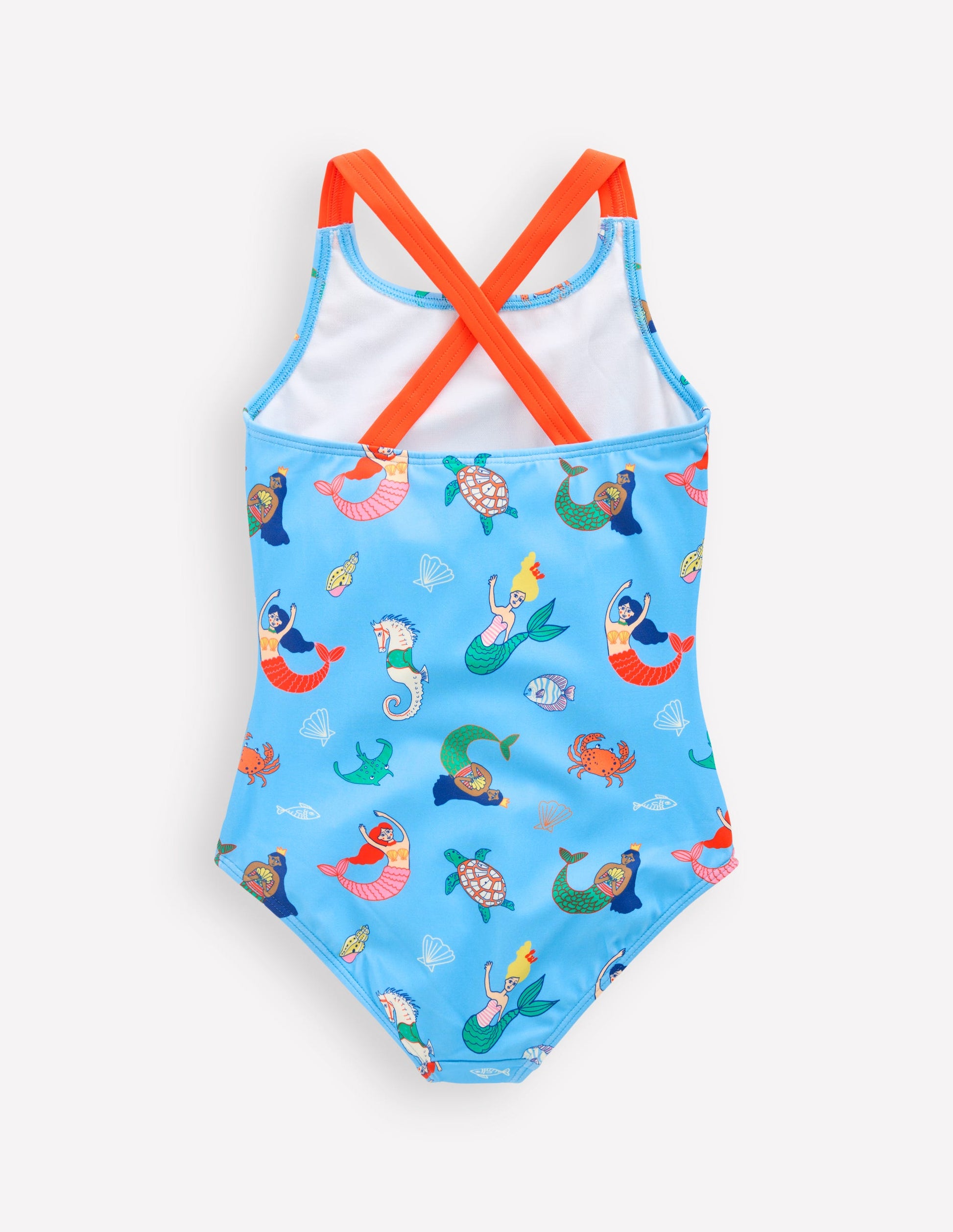 Cross-back Printed Swimsuit-Cabana Blue Mermaids-2