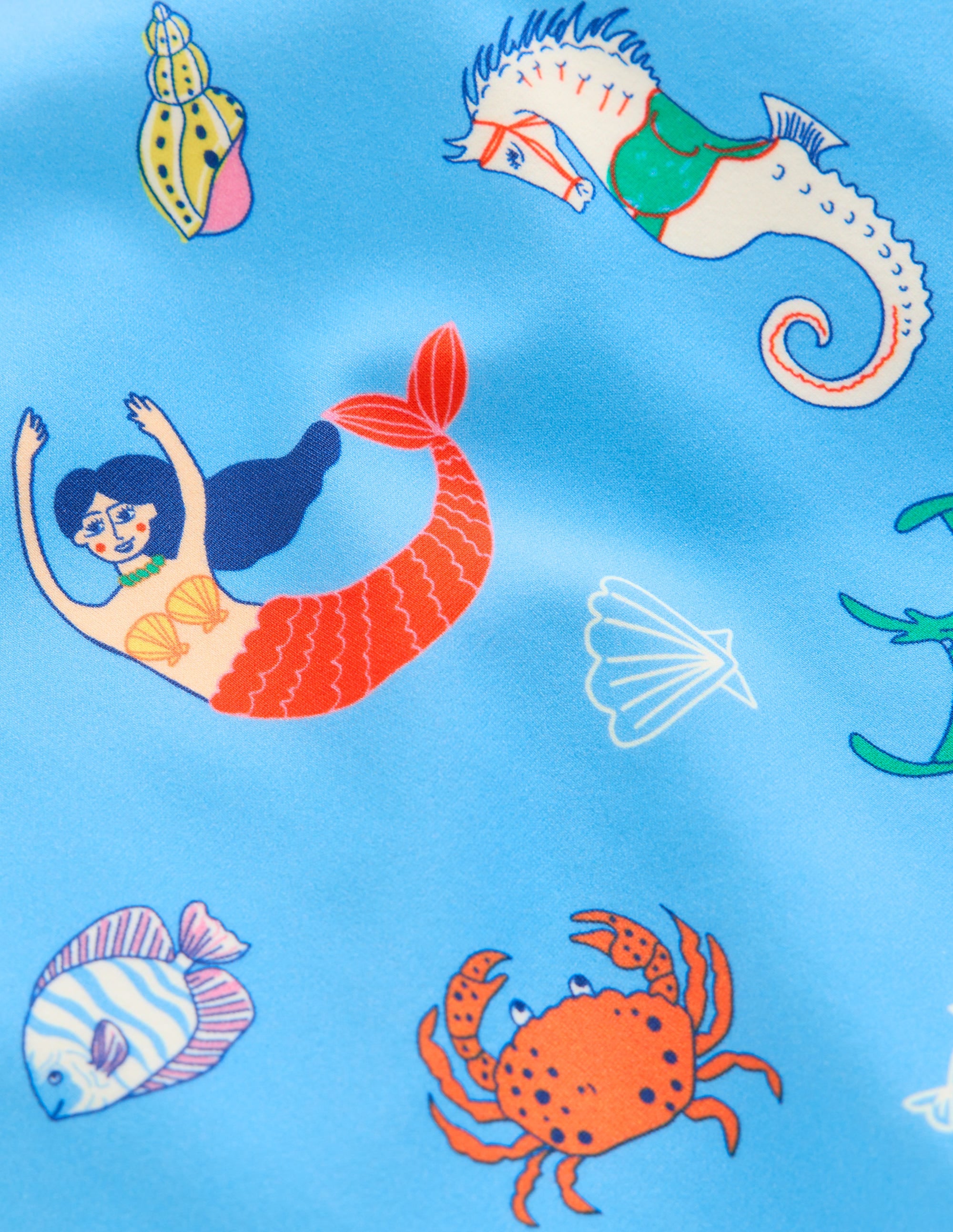 Cross-Back Printed Swimsuit-Cabana Blue Mermaids | Boden USA