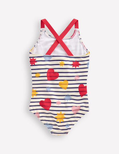 Cross-back Printed Swimsuit-Multi Celestial Stripe-2
