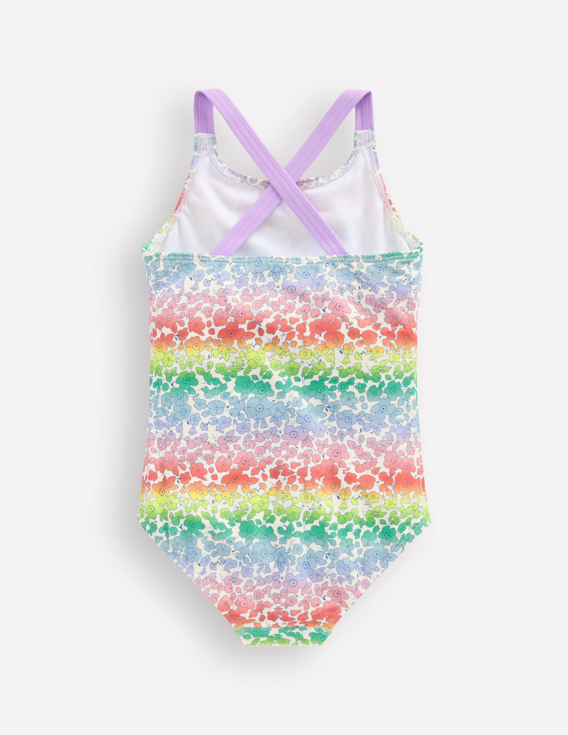 Cross-back Printed Swimsuit-Rainbow Ombre Flowerbed-2