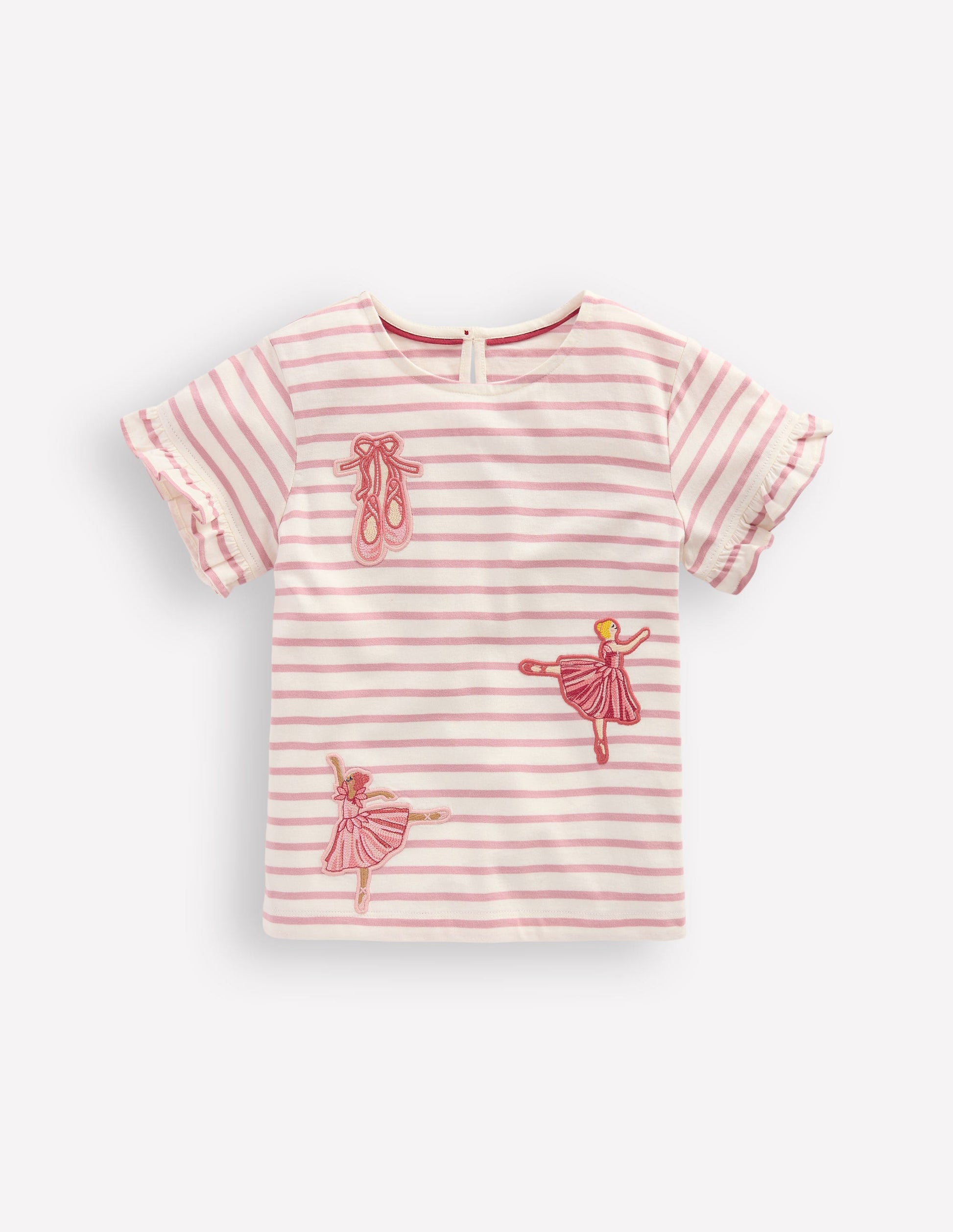 Pretty Frill T-shirt-Pink Stripe Ballerinas-1