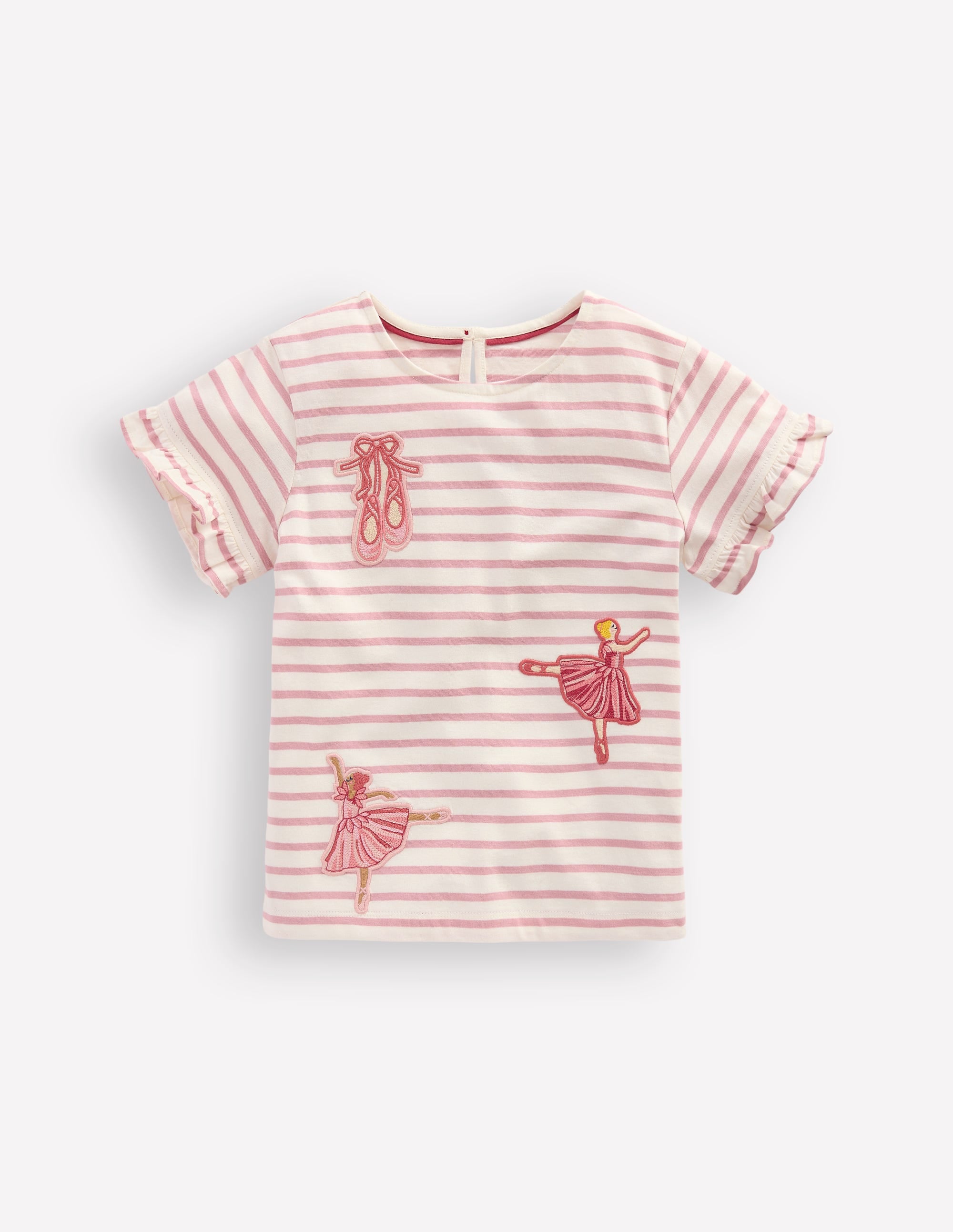 Pretty Frill T-shirt-Pink Stripe Ballerinas - Image 1