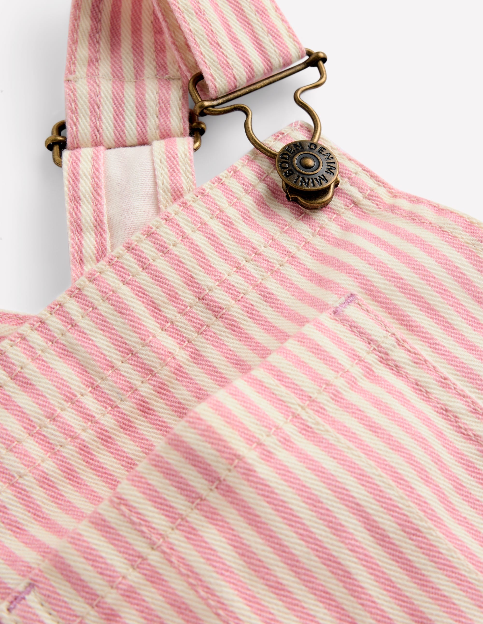 Wide Leg Overalls-Pink Ticking Stripe - Image 3