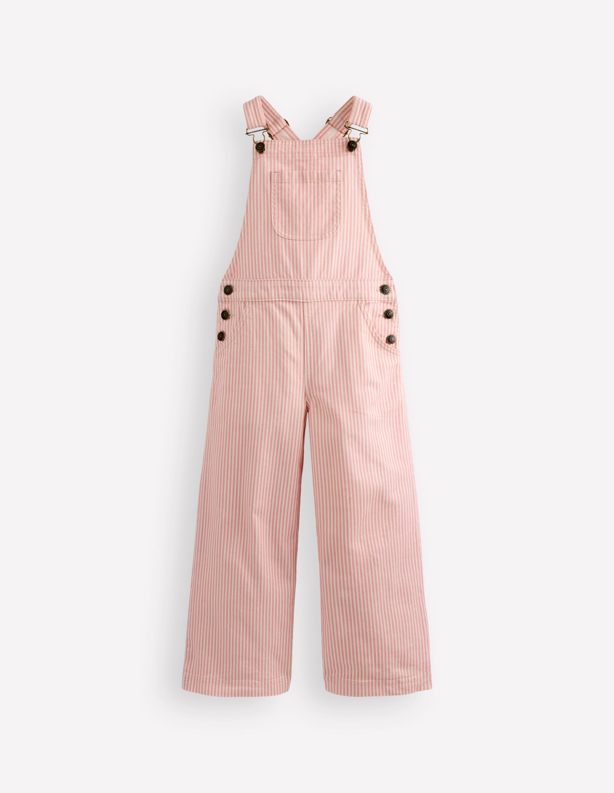 Wide Leg Overalls-Pink Ticking Stripe - Image 1