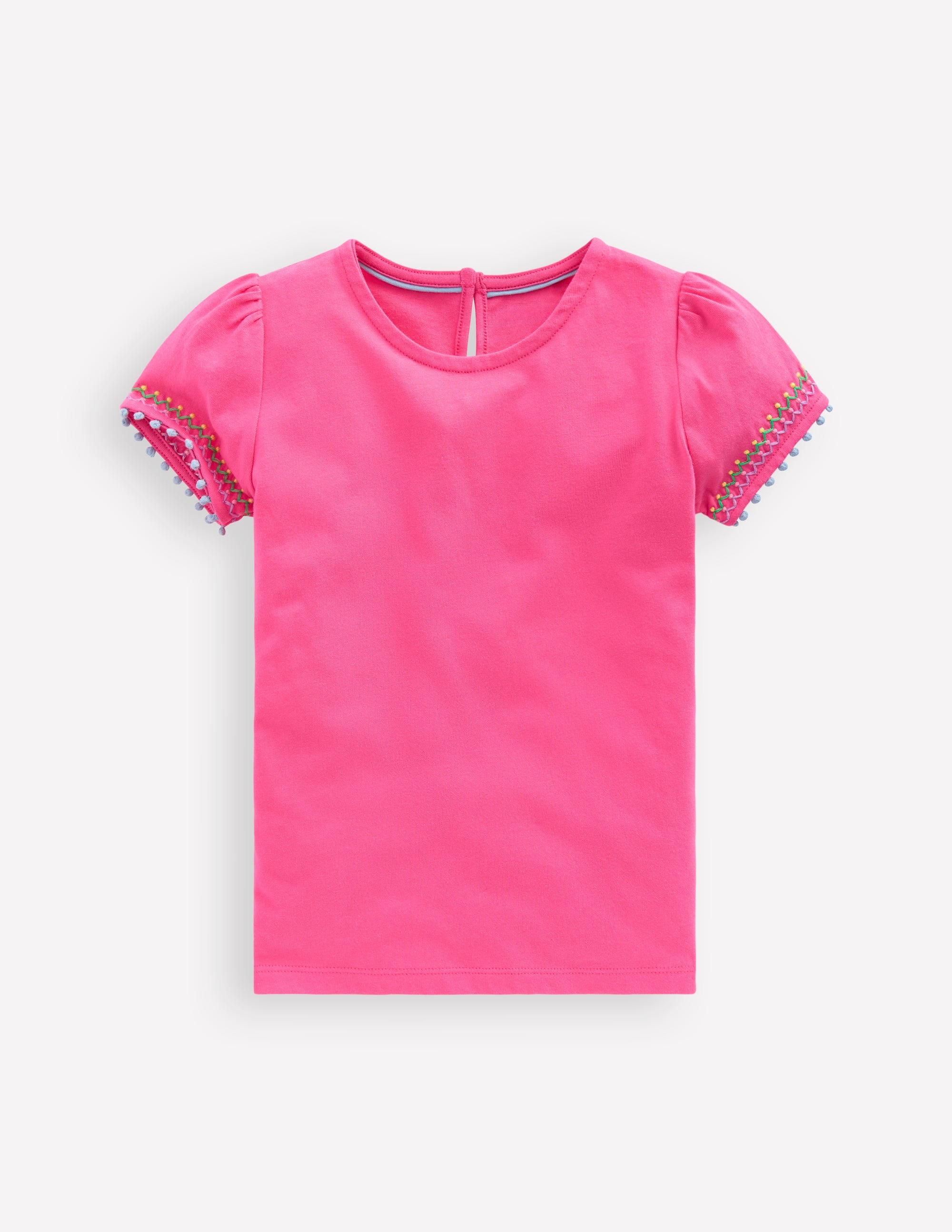 Puff Sleeve T-shirt-Flamingo Pink - Image 1
