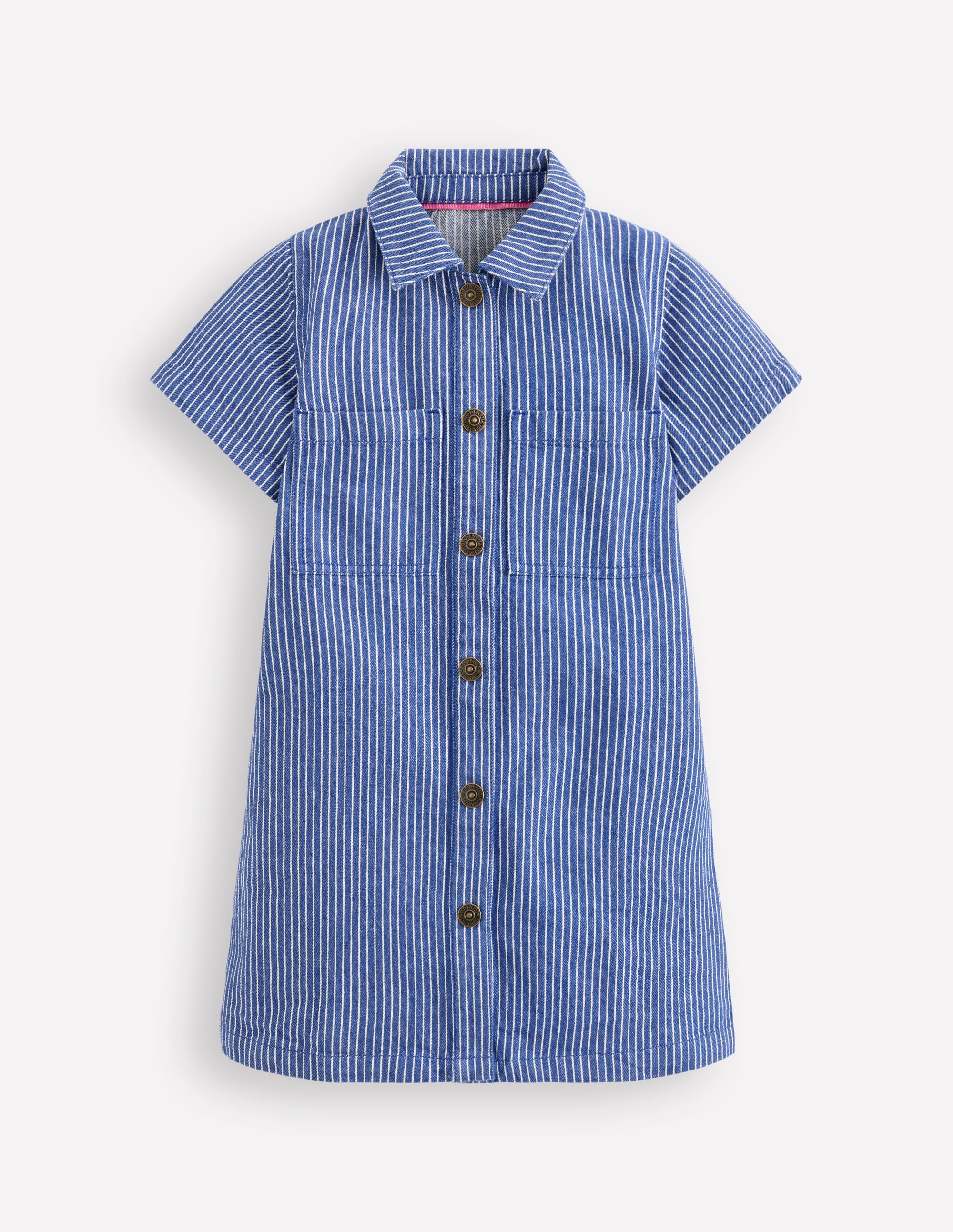 Denim Shirt Dress-Sapphire Blue Stripe - Image 1
