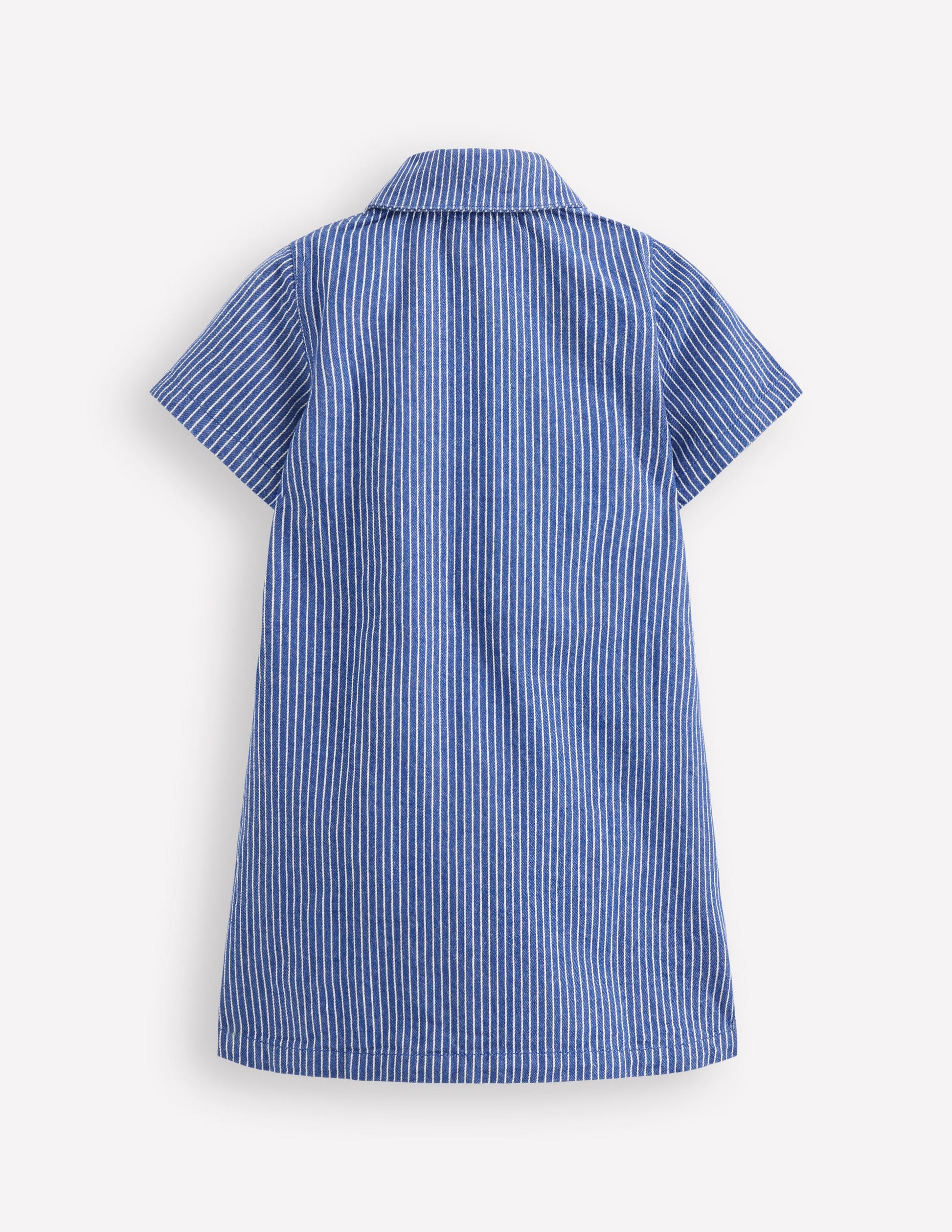 Denim Shirt Dress-Sapphire Blue Stripe