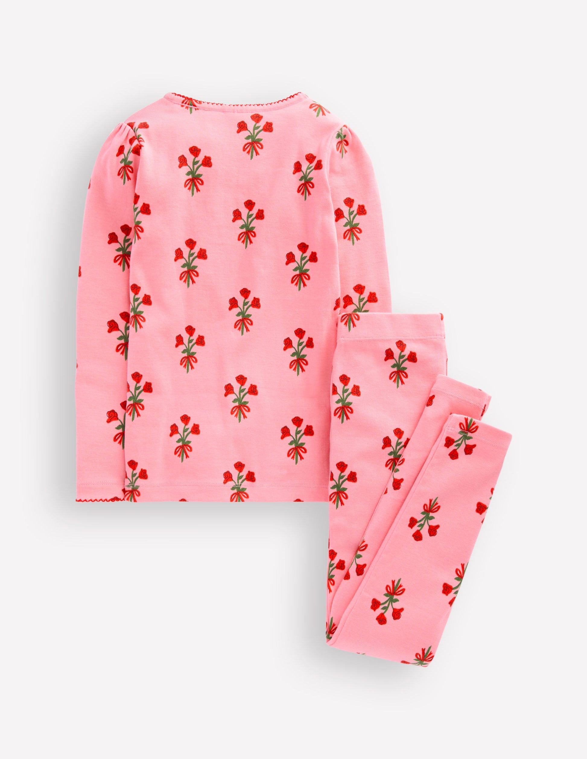 Snug Long John Pajamas-Bubblegum Pink Posy-2