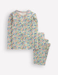 Snug Henley Pajamas-Soft Ivory Spring Ditsy