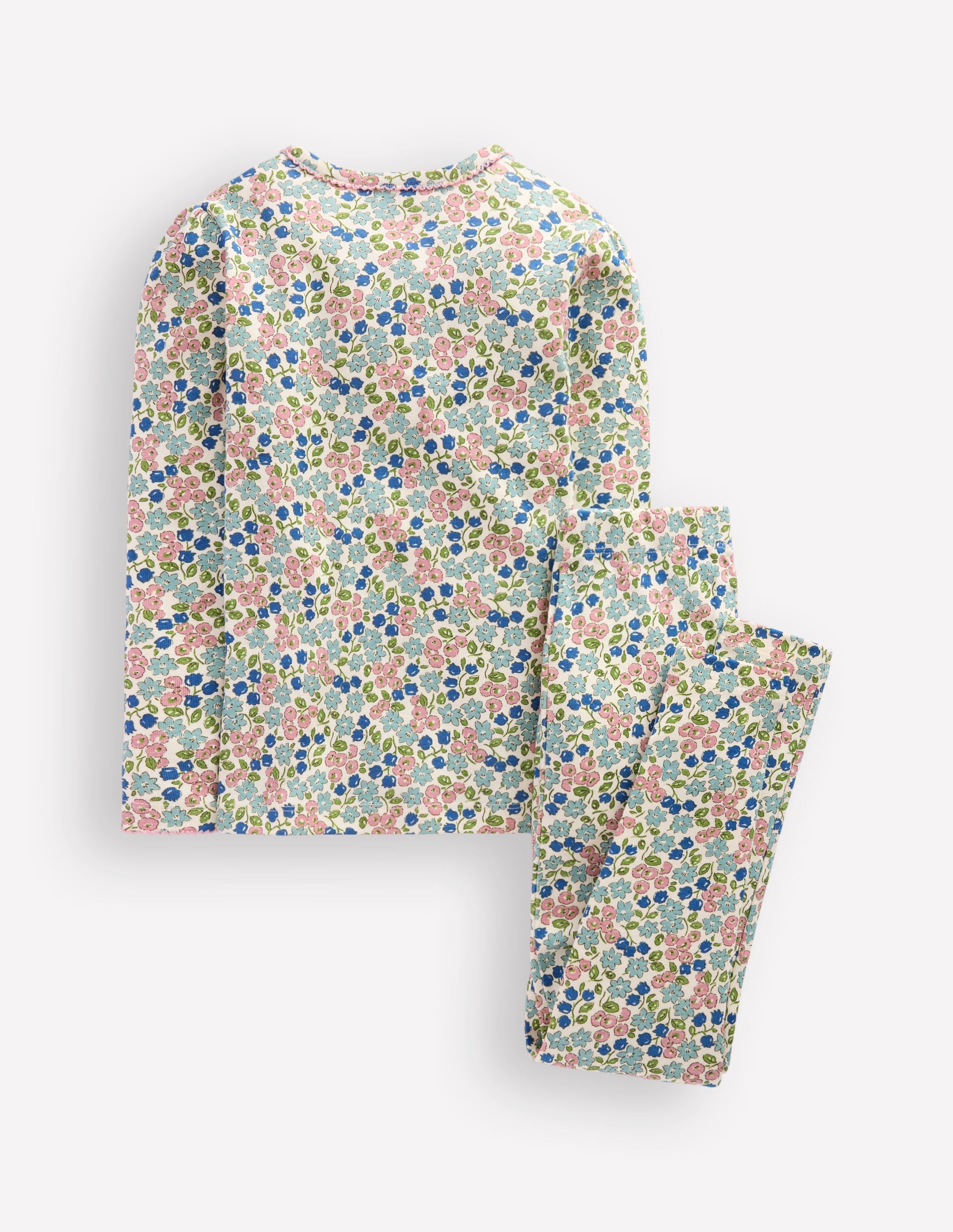 Snug Henley Pajamas-Soft Ivory Spring Ditsy - Image 2