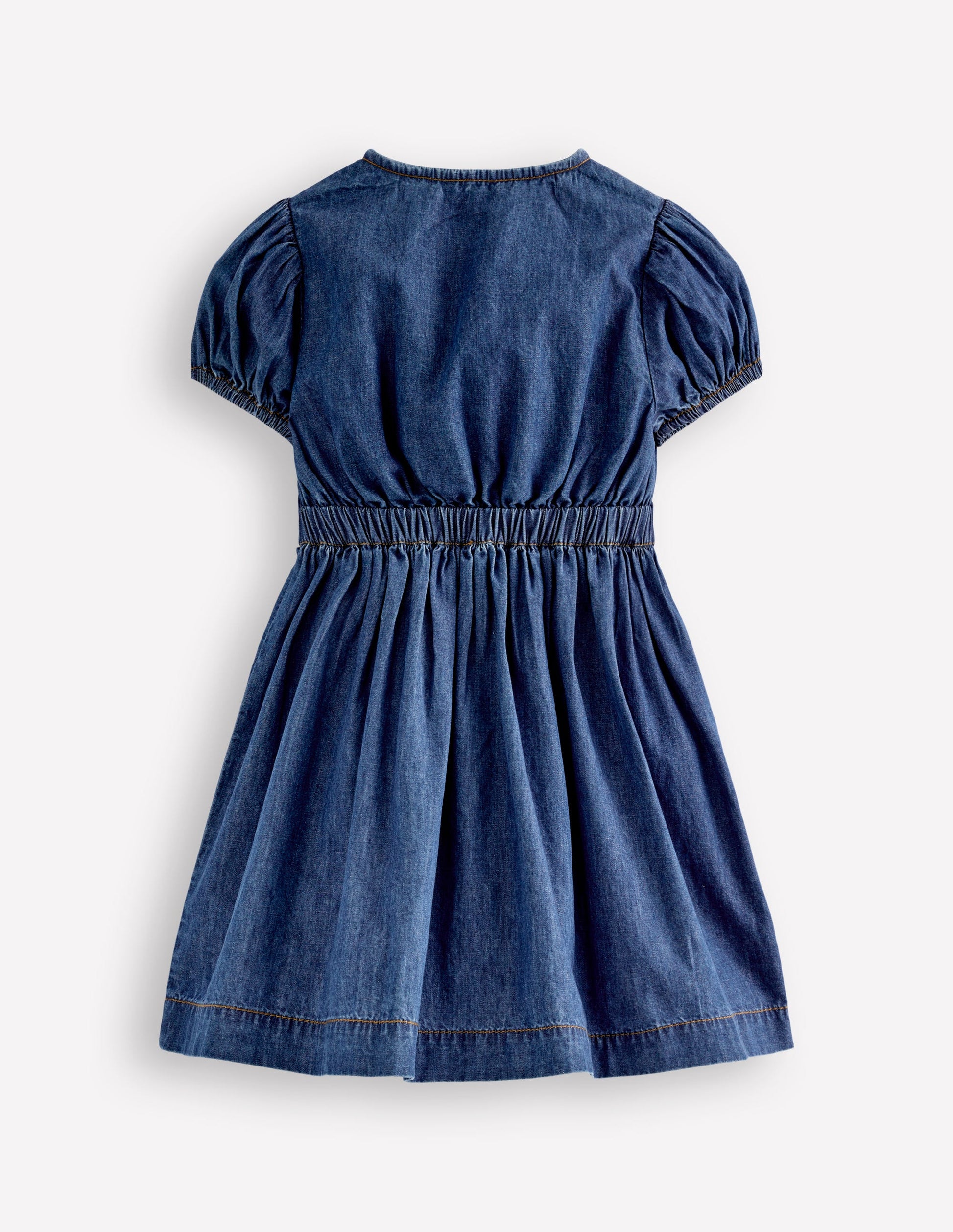 Boden Girls Tie Front Woven Dress in Blue