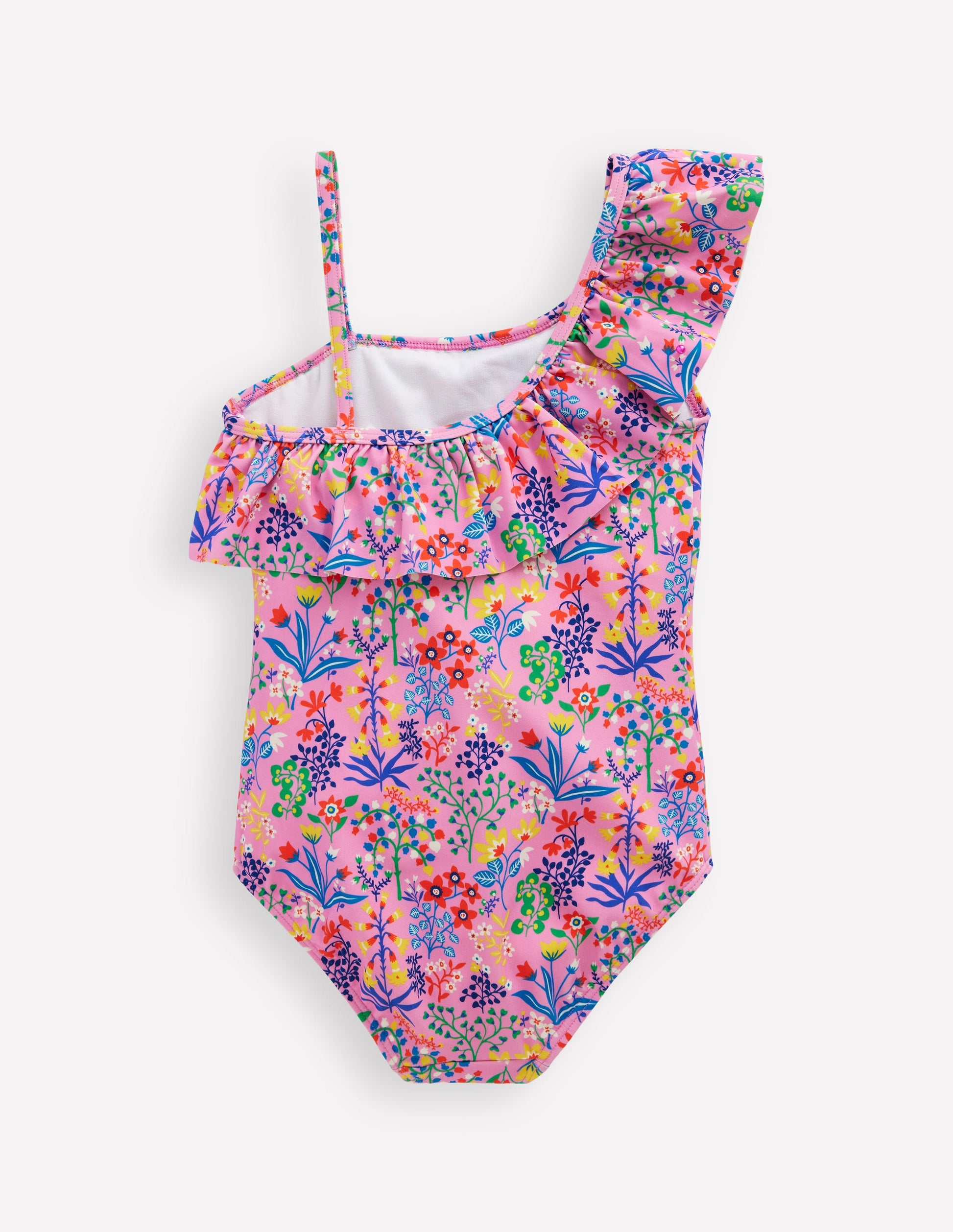 Lila One Shoulder Swimsuit-Meadowsweet Pink Garden Floral-2