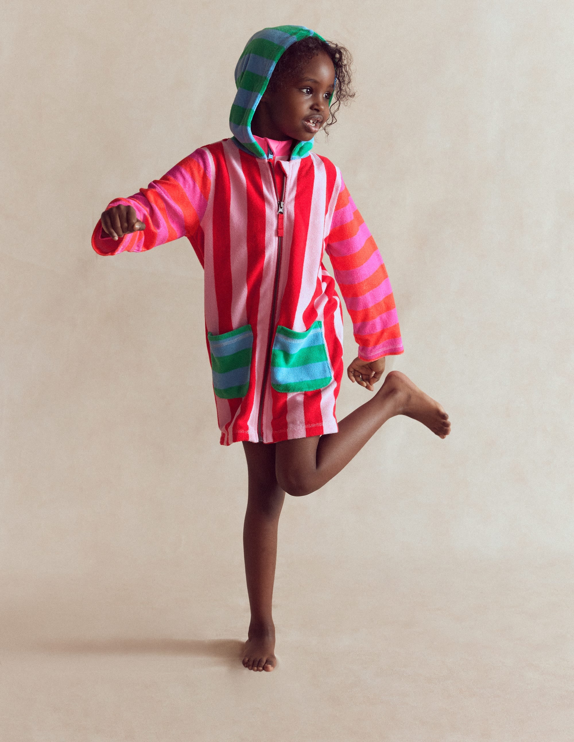 Romie Towelling Zip Throw-On-Multi Stripe - Image 1