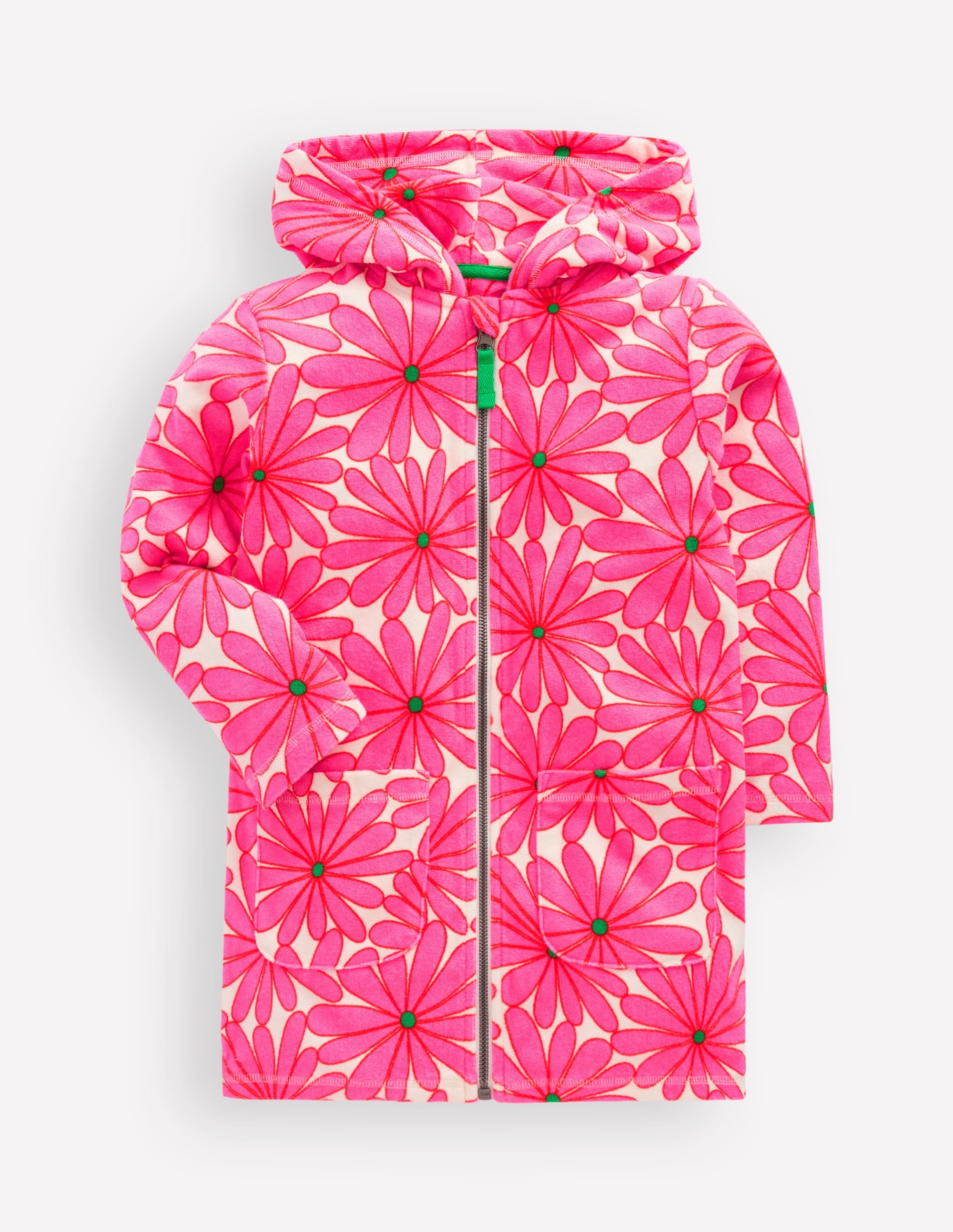 Romie Towelling Zip Throw-On-Festival Pink Giant Daisy - Image 3