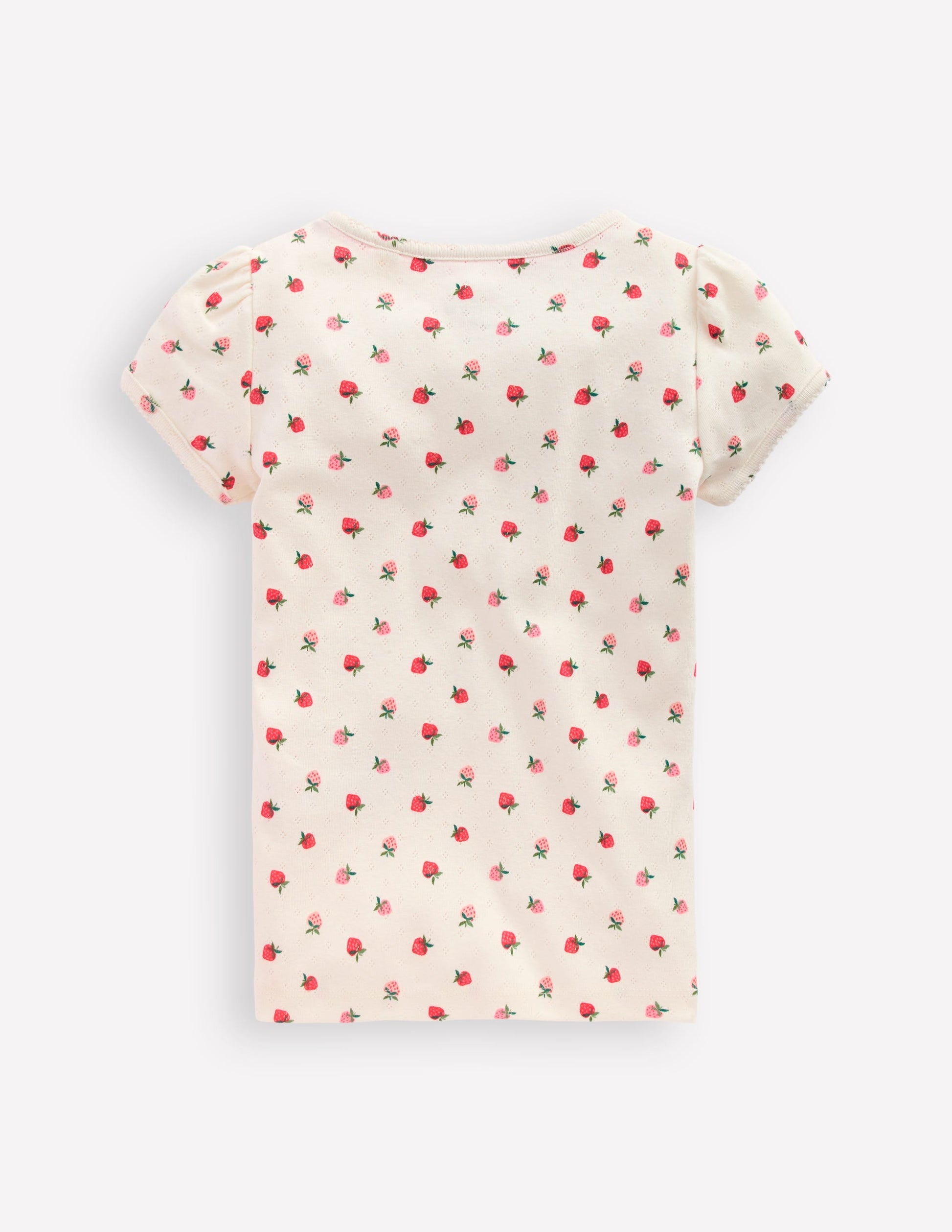 Short Sleeve Pointelle Top-Ivory Strawberry-3