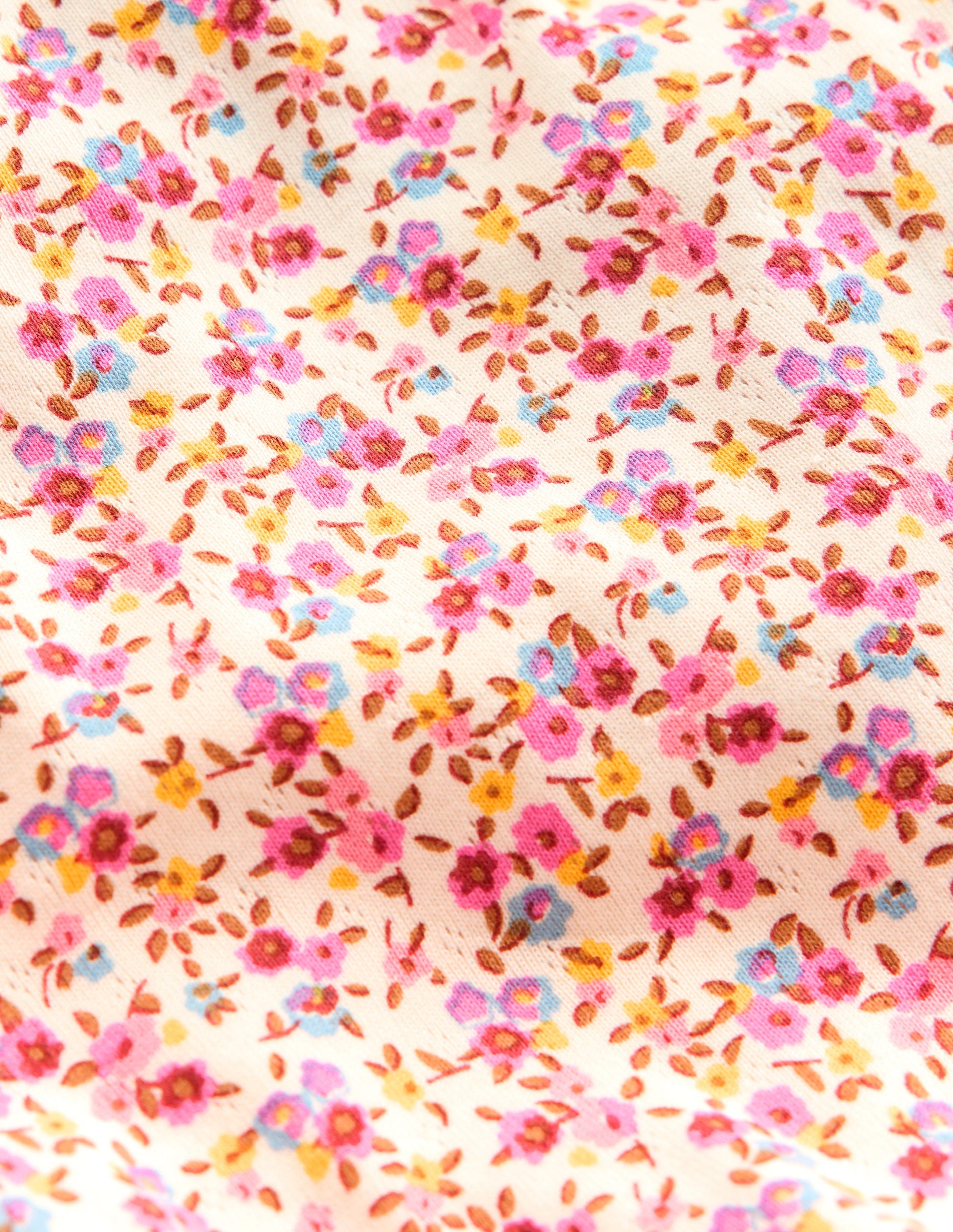 Short Sleeve Pointelle Top-Neon Pink Ditsy Floral-3