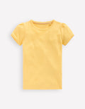 Short Sleeve Pointelle Top-Yellow