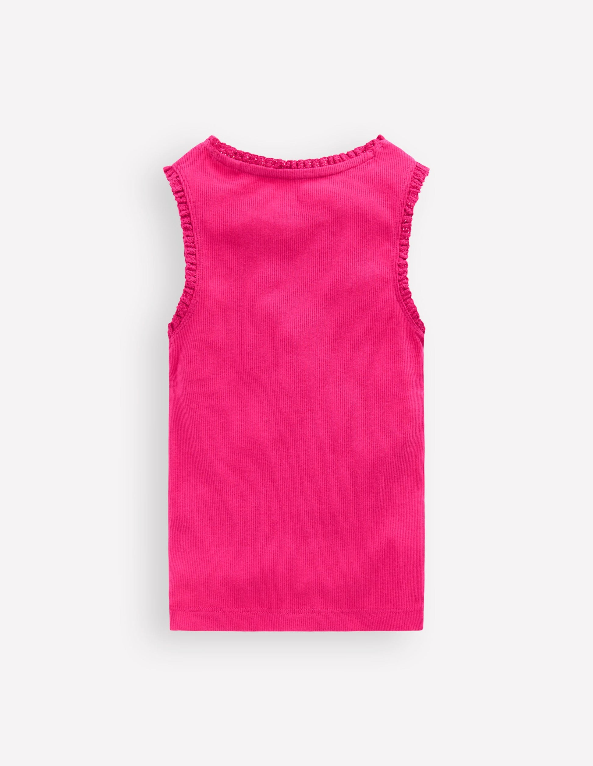 Ribbed Lace Trim Tank-Pink Peony-2