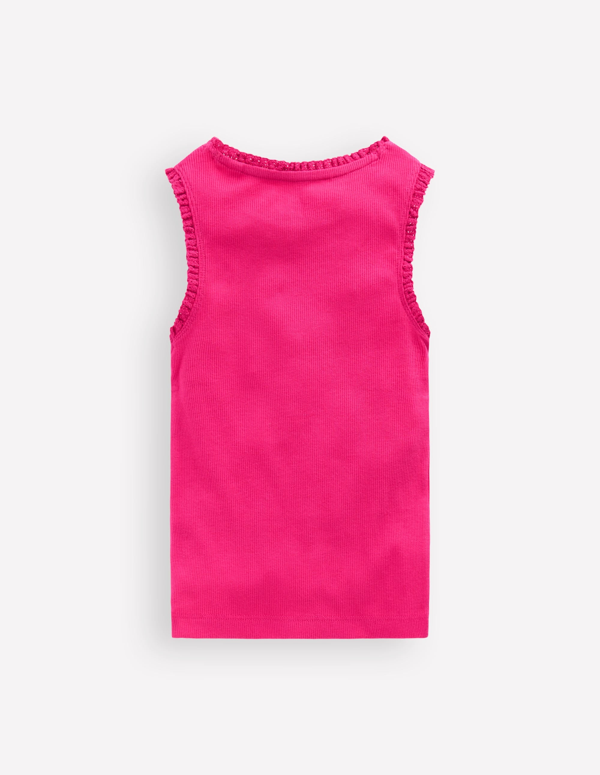 Ribbed Lace Trim Tank-Pink Peony - Image 2