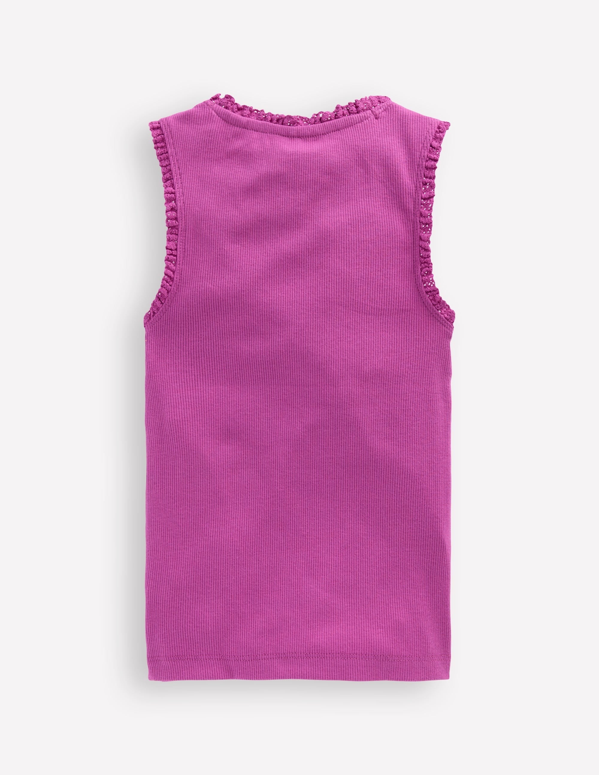 Ribbed Lace Trim Tank-Purple - Image 2