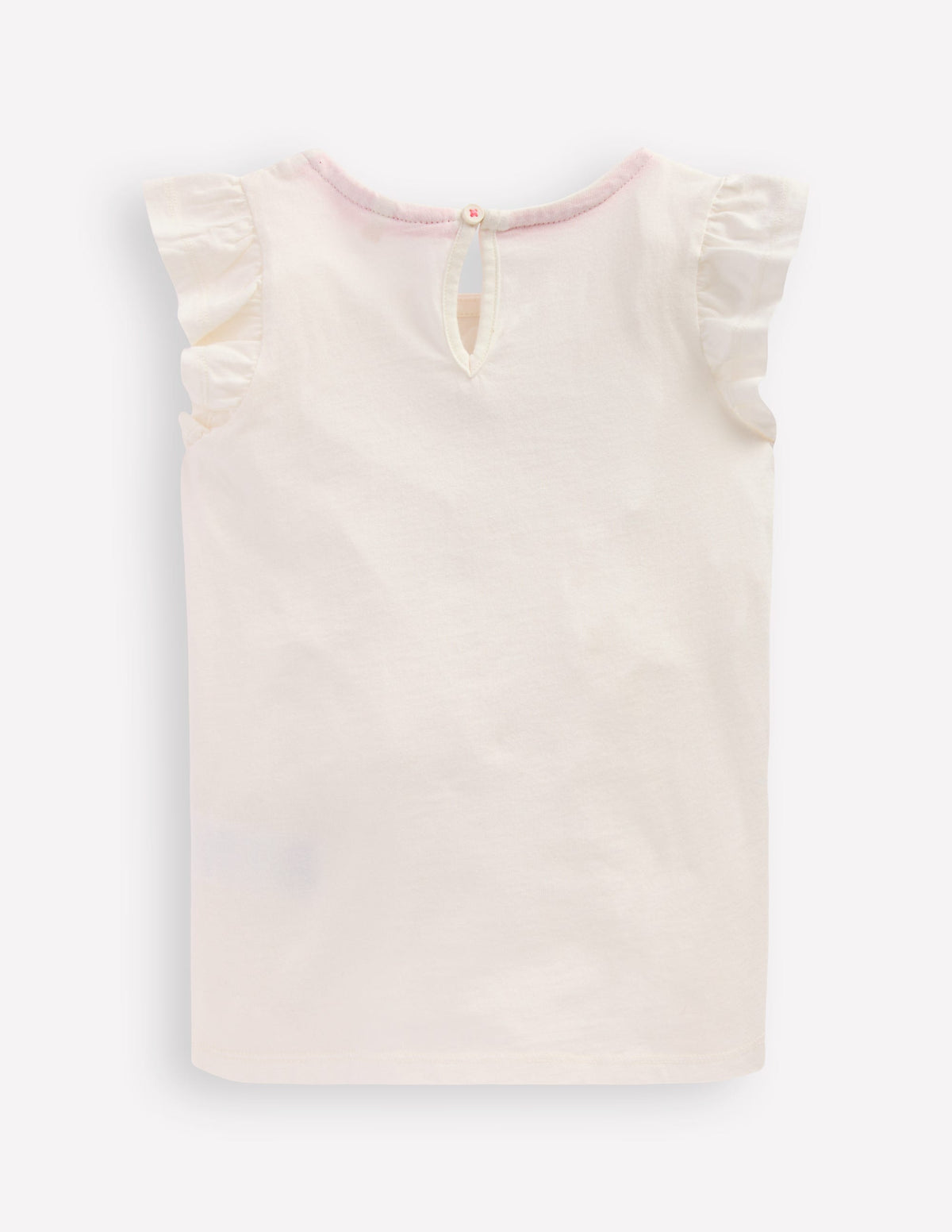 Short Sleeve Frill Logo Top-Ivory Cake - Image 2