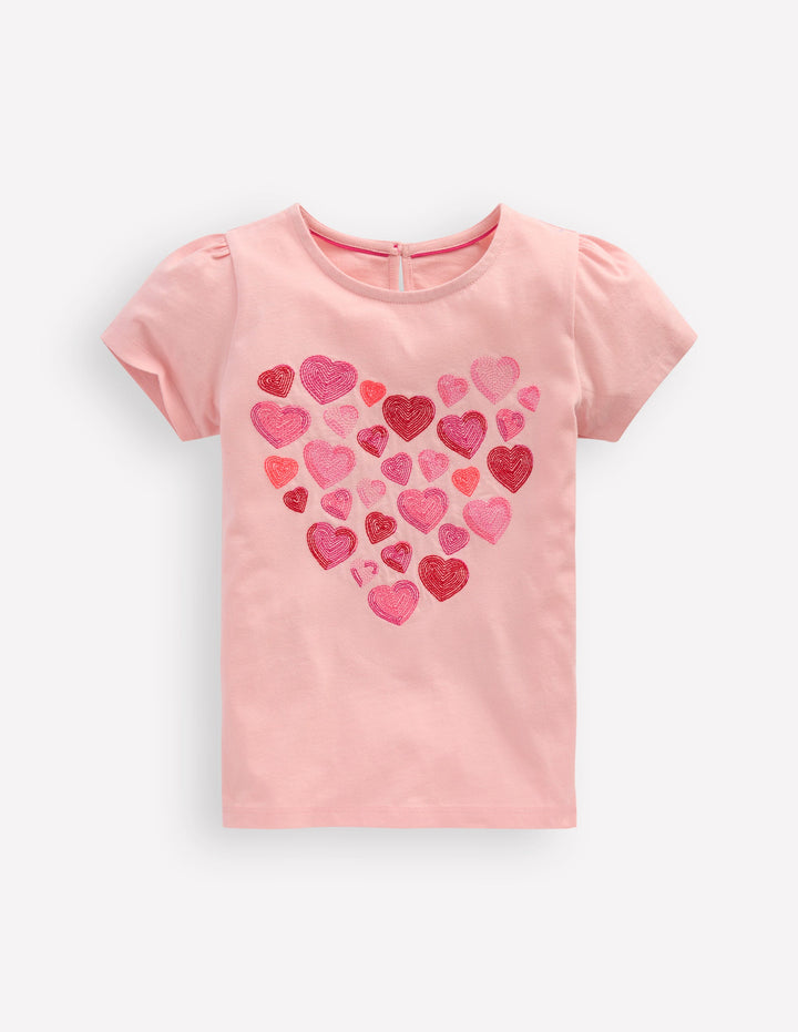 Puff Sleeve Superstitch Top-Chalk Pink Hearts