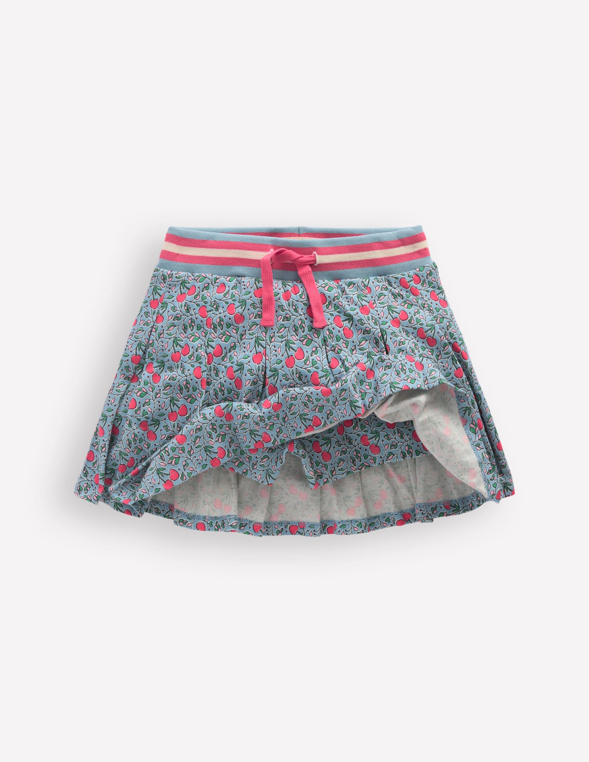 Pleated Jersey Skort-Blue Cherries-4