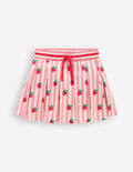 Pleated Jersey Skort-Pink Stripe Strawberries