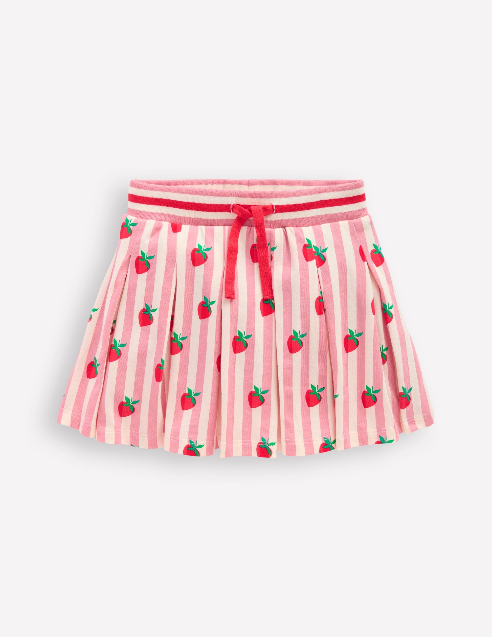 Pleated Jersey Skort-Pink Stripe Strawberries-1