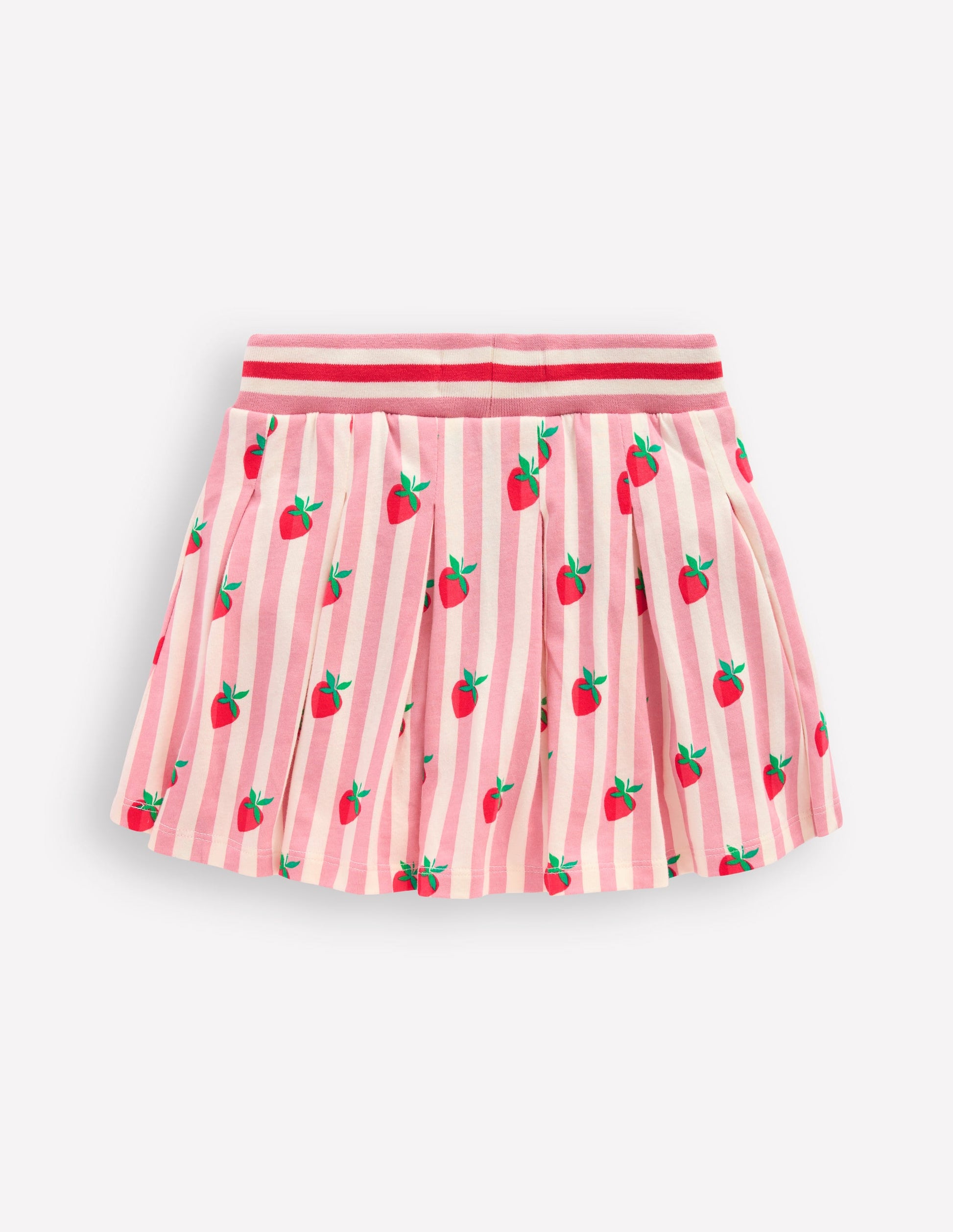 Pleated Jersey Skort-Pink Stripe Strawberries-2