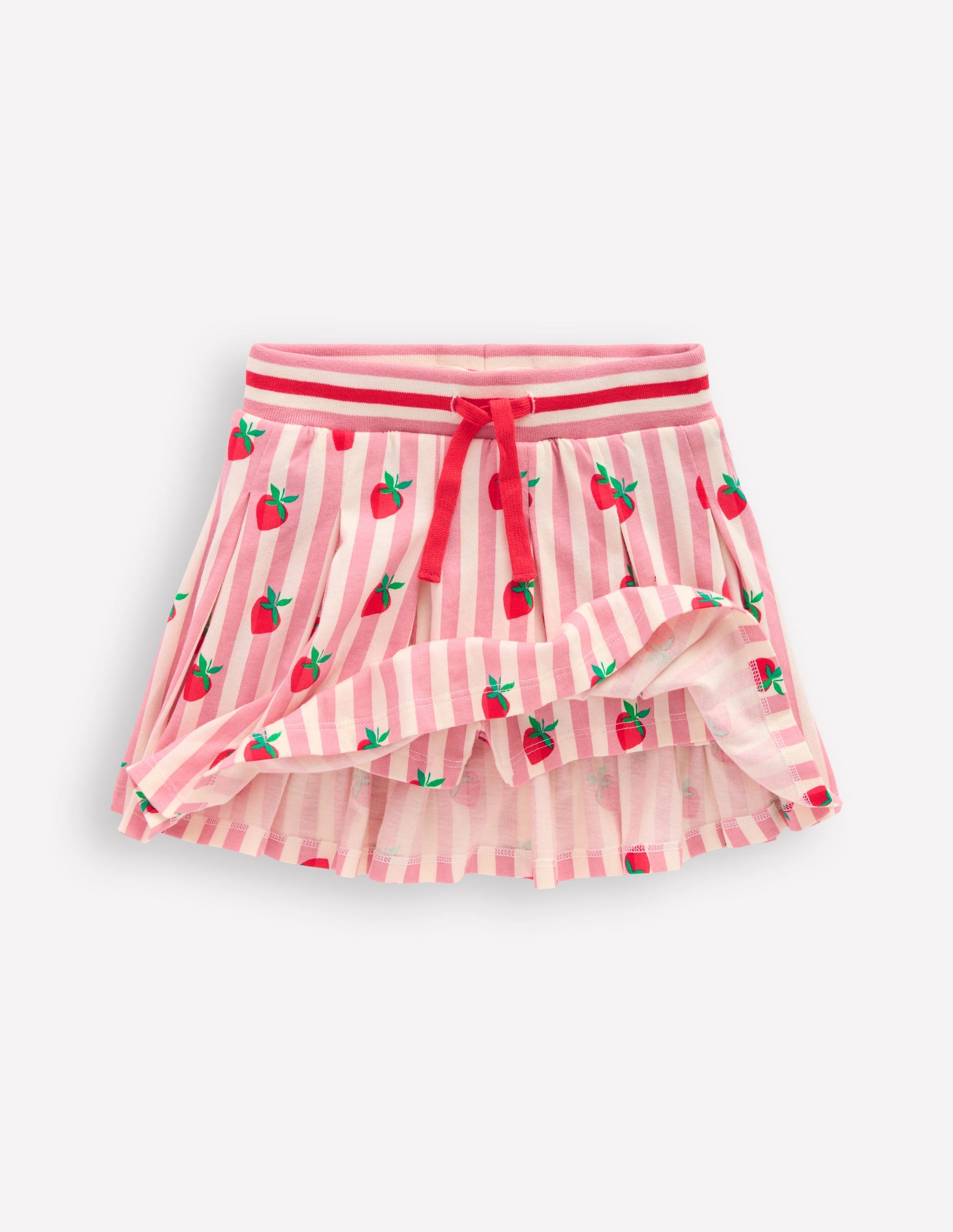 Pleated Jersey Skort-Pink Stripe Strawberries-4