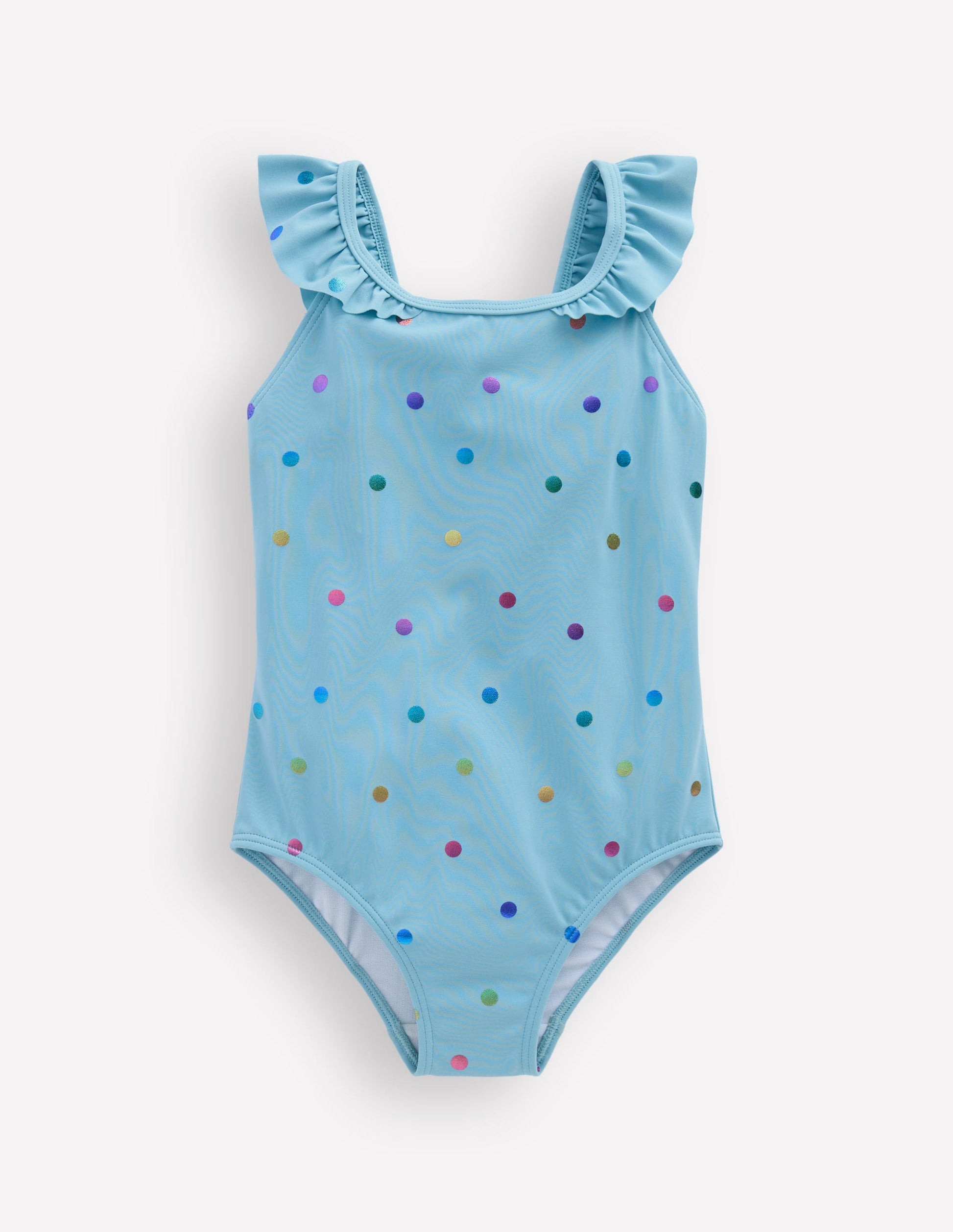 Hallie Frill Strap Swimsuit-Air Blue Multi Foil Spot-1