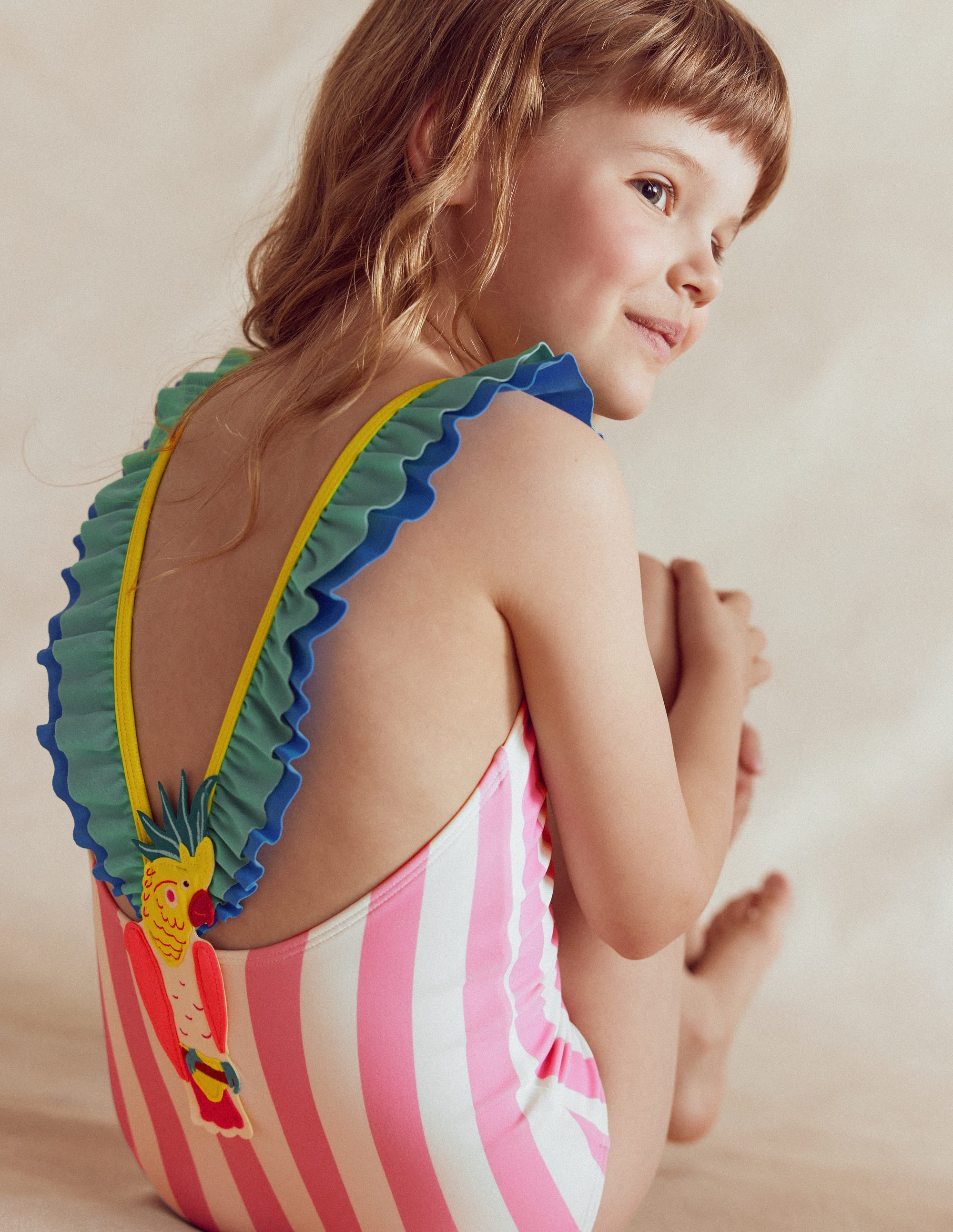 Hallie Frill Strap Swimsuit-Formica Pink Parrot - Image 2