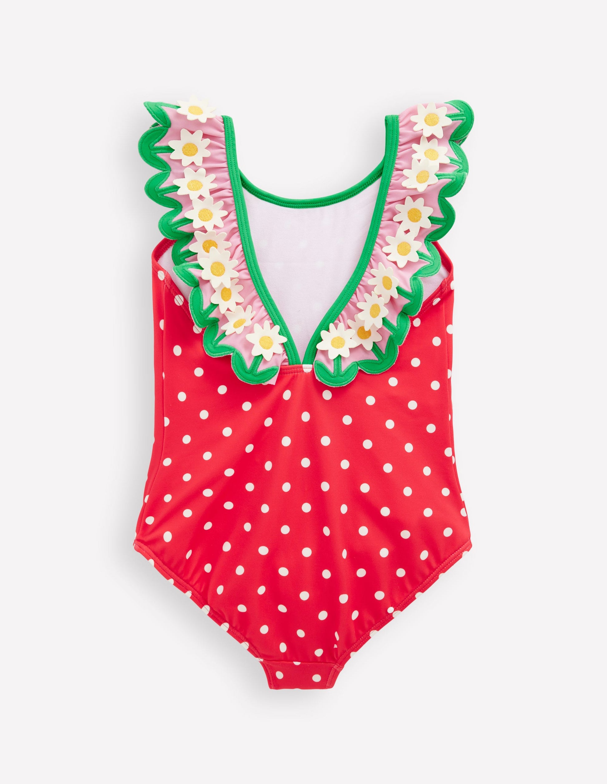 Hallie Frill Strap Swimsuit-Red Spot Daisy-2
