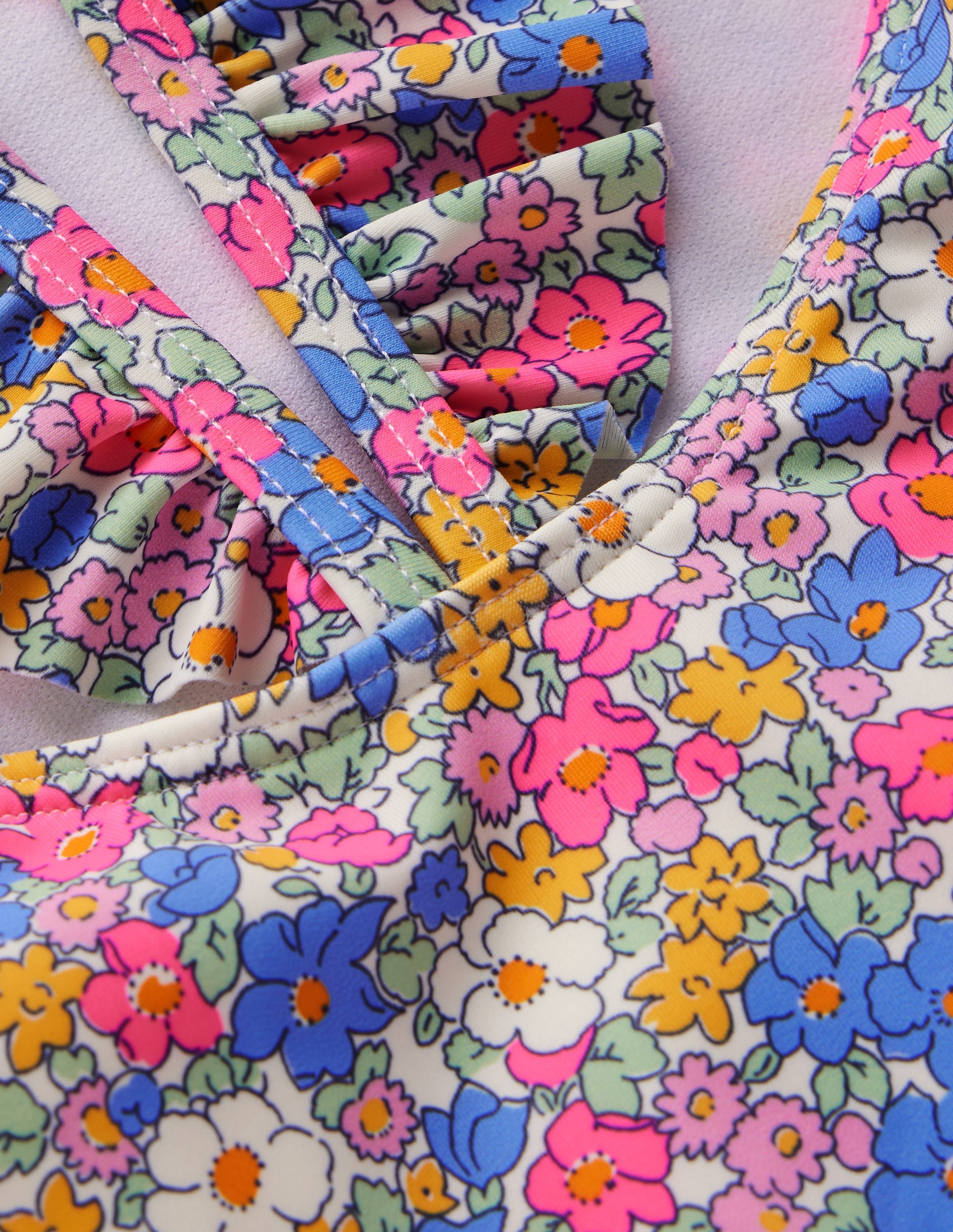 Hallie Frill Strap Swimsuit-Mini Summer Flowerbed-3