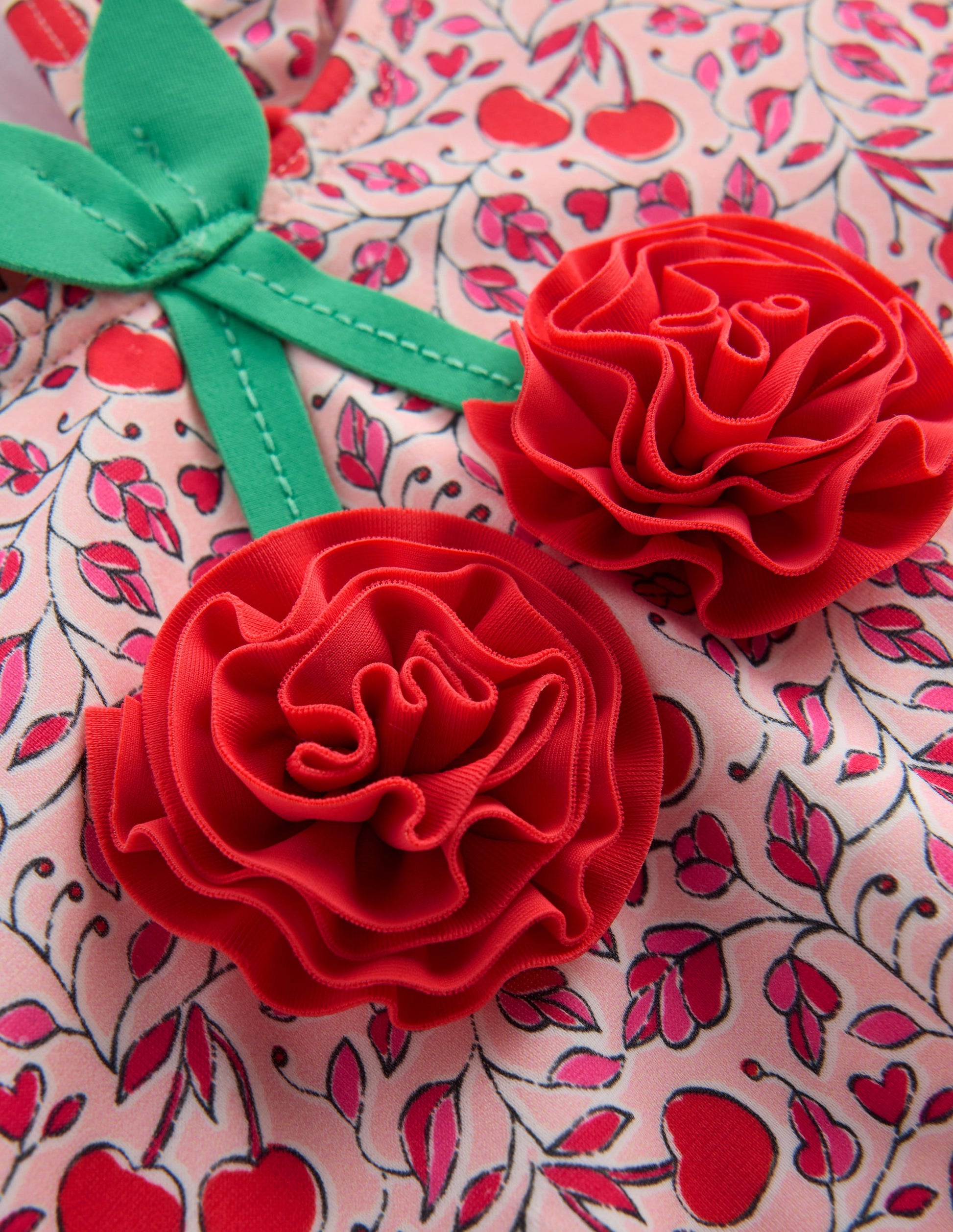 Hallie Frill Strap Swimsuit-Lotus Cherry Vine-3