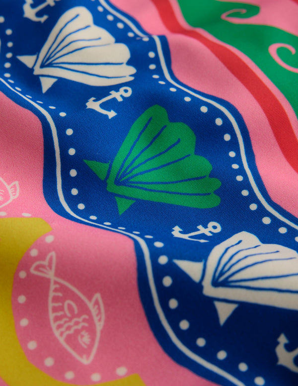 Frilly Sea Shell Hallie Frill Strap Swimsuit - Multi Sea Shell Stripe | Boden USA