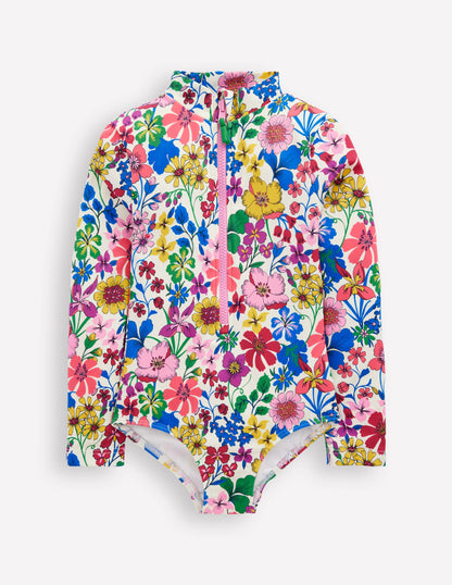 Long-Sleeved Swimsuit-Multi Rainbow Floral-1