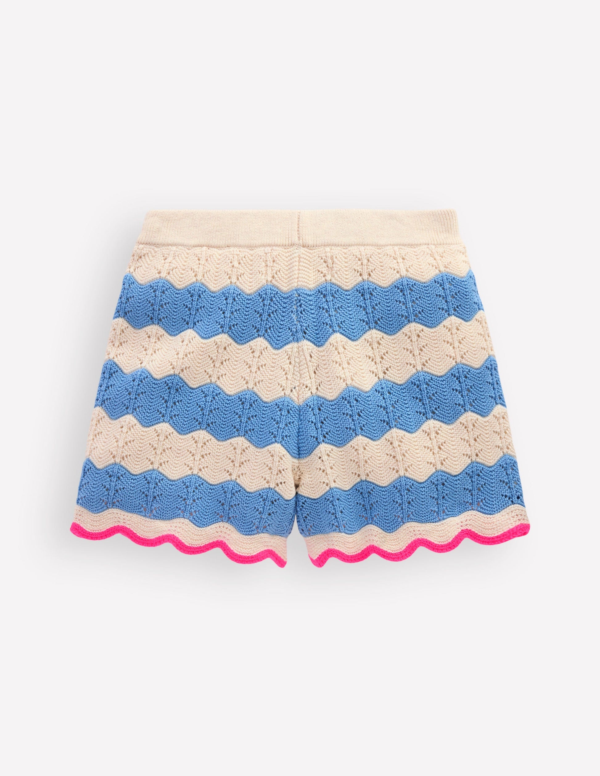 Pointelle Knitted Shorts-Wave Blue/ Ecru Marl-3