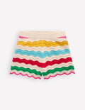 Knitted Shorts-Ivory Multi Rainbow