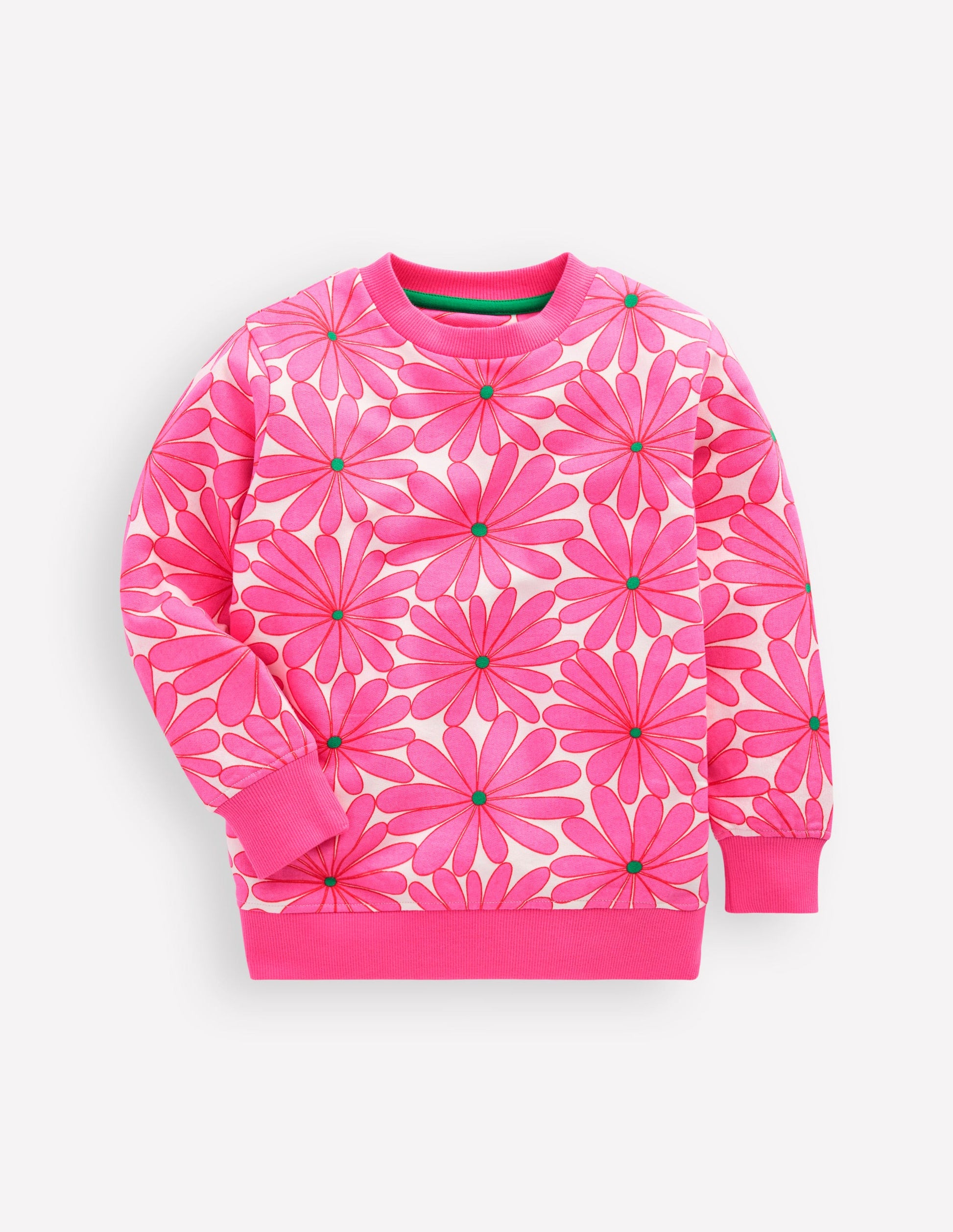 Printed Sweatshirt-Festival Pink Giant Daisy-1
