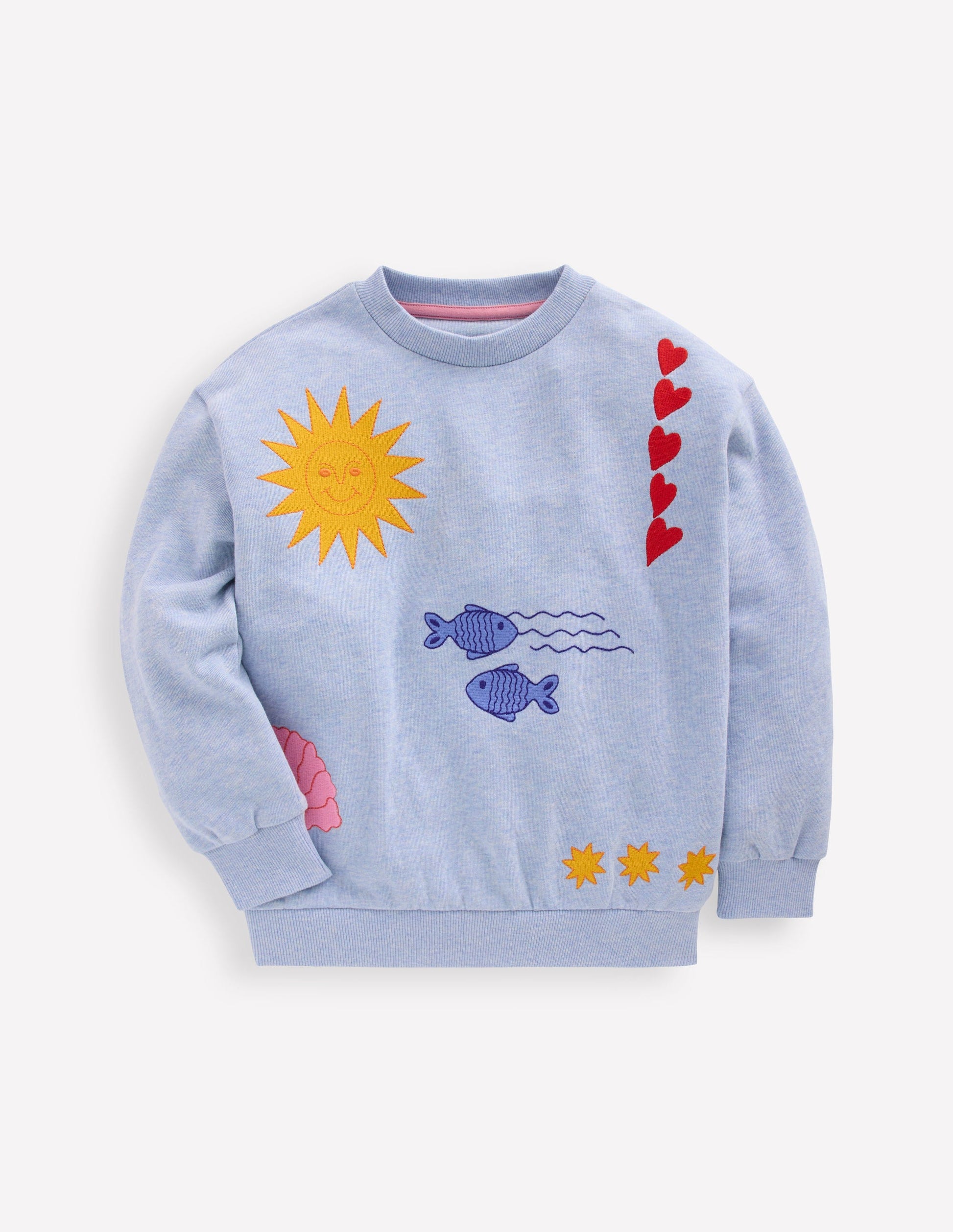 Bobbie Appliqué Sweatshirt-Blue Embroidered-1
